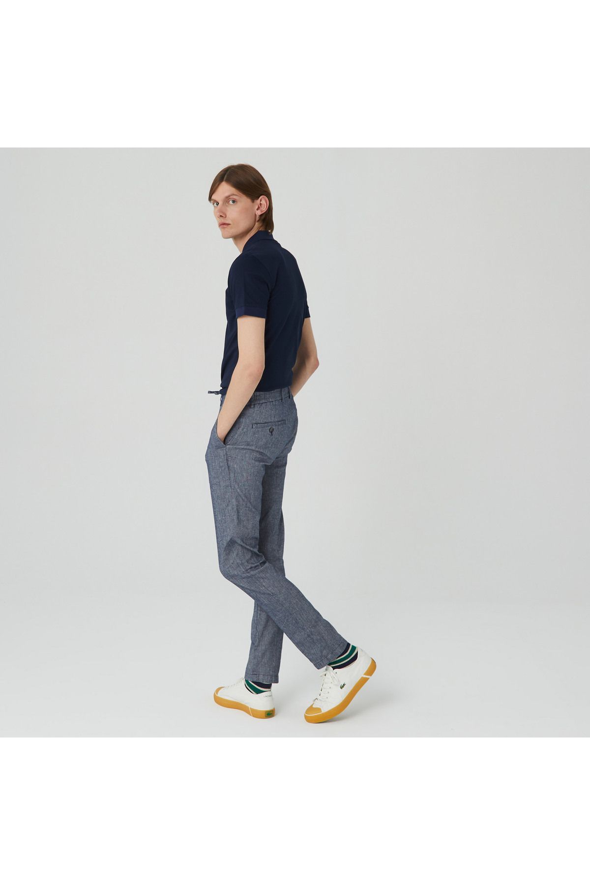 شلوار خاکستری مردانه آبی باریک و اورجینال Lacoste
