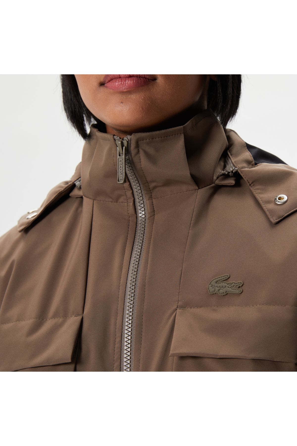 Lacoste-Women's Hooded Brown Coat 6