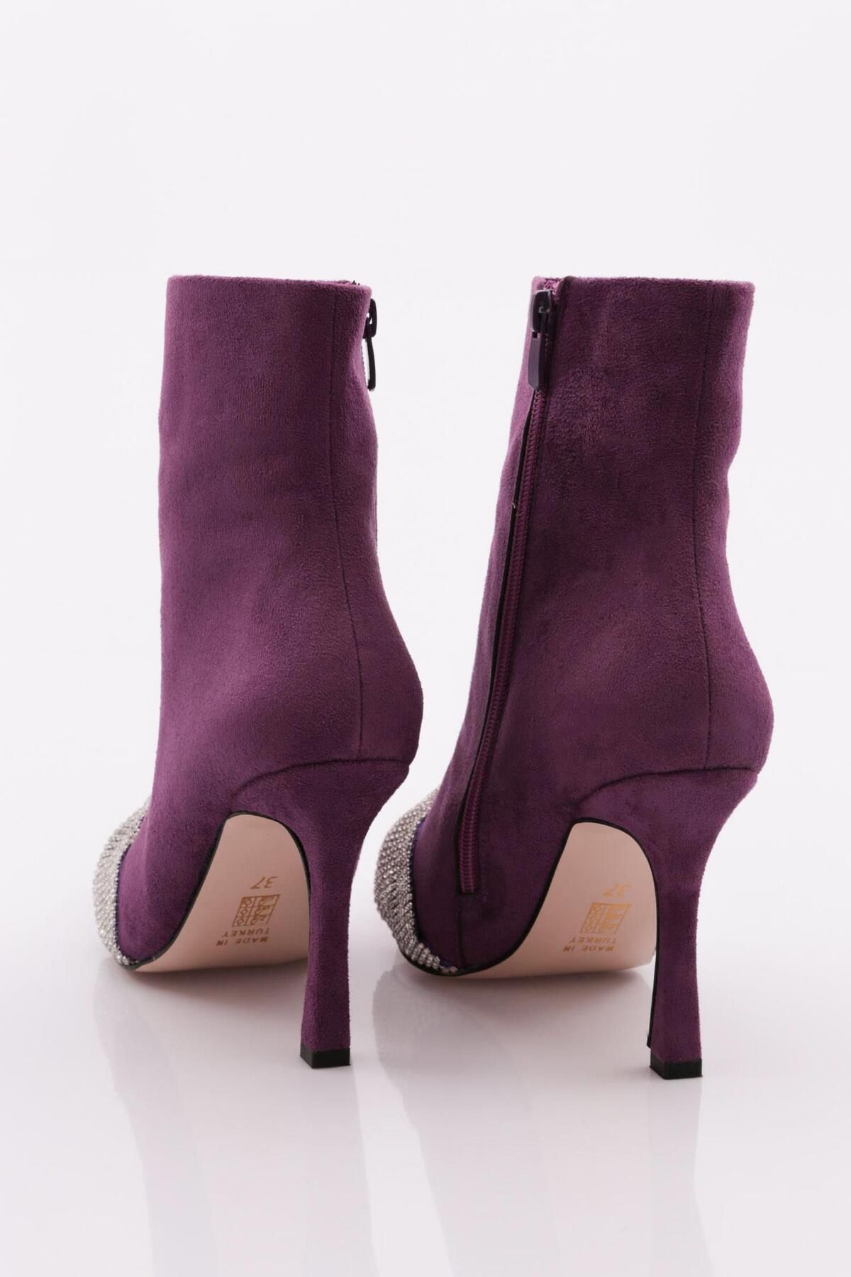 DGN-Purple Suede Women's Heeled Boots - 4869535 3