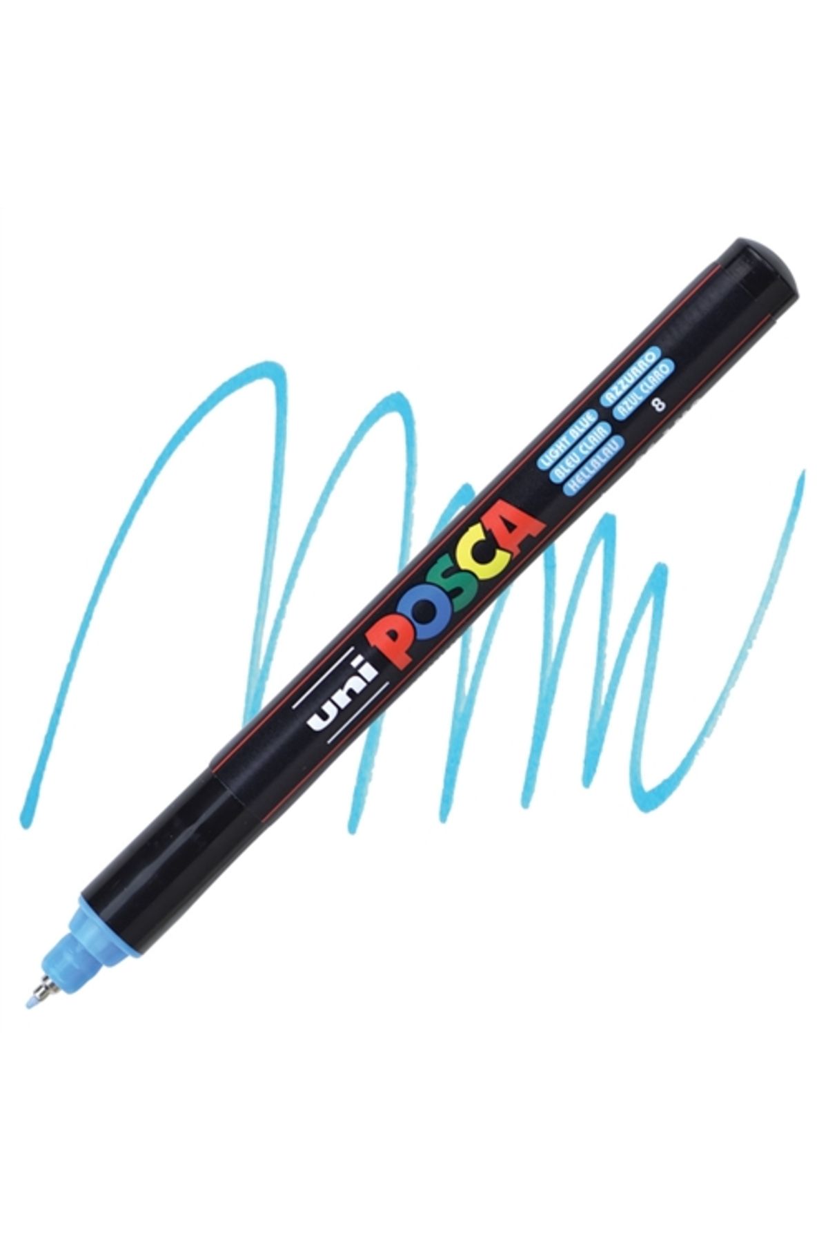 Uni Posca-Uniball Posca 0.7 مم قلم تحديد الملصقات باللون الأزرق الفاتح (8) / PC1MR 1