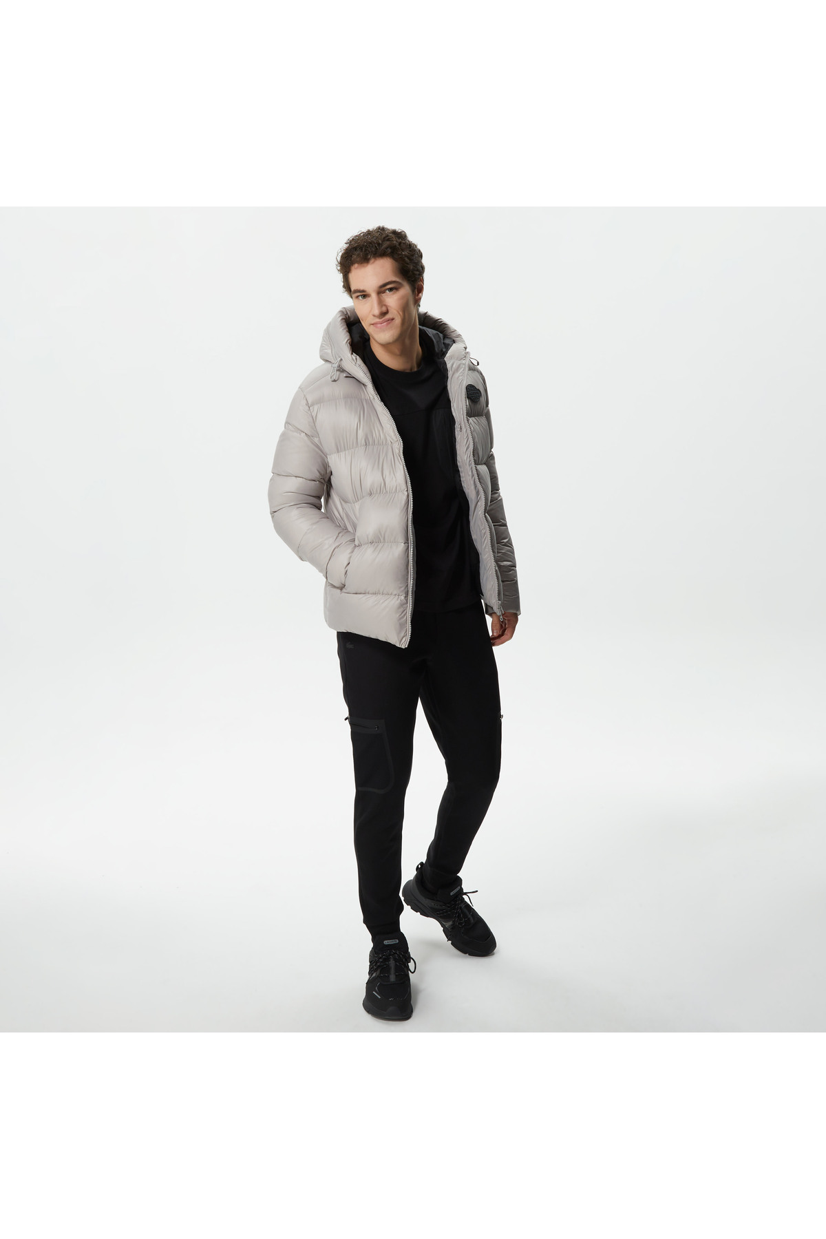 Lacoste  Erkek Kapüşonlu Kapitone Gri Mont - Görsel 4