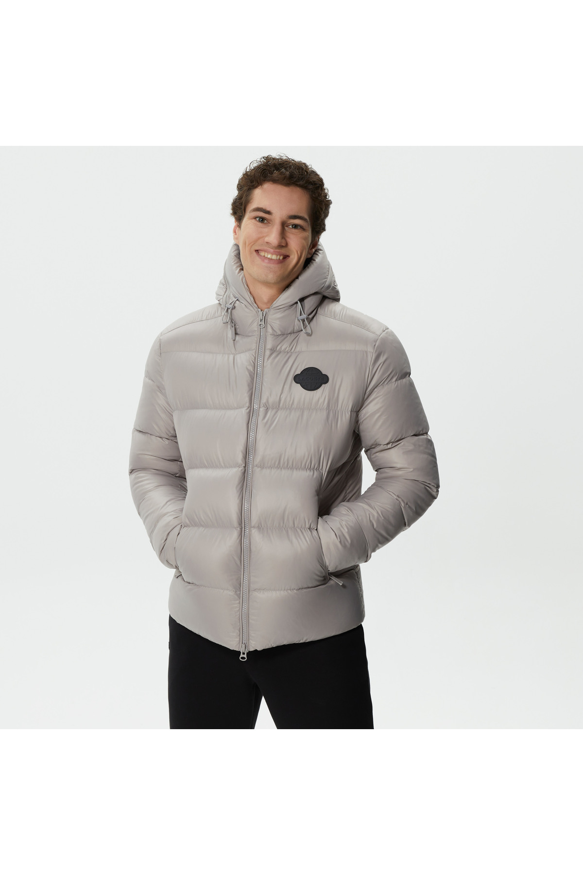 Lacoste  Erkek Kapüşonlu Kapitone Gri Mont - Görsel 6