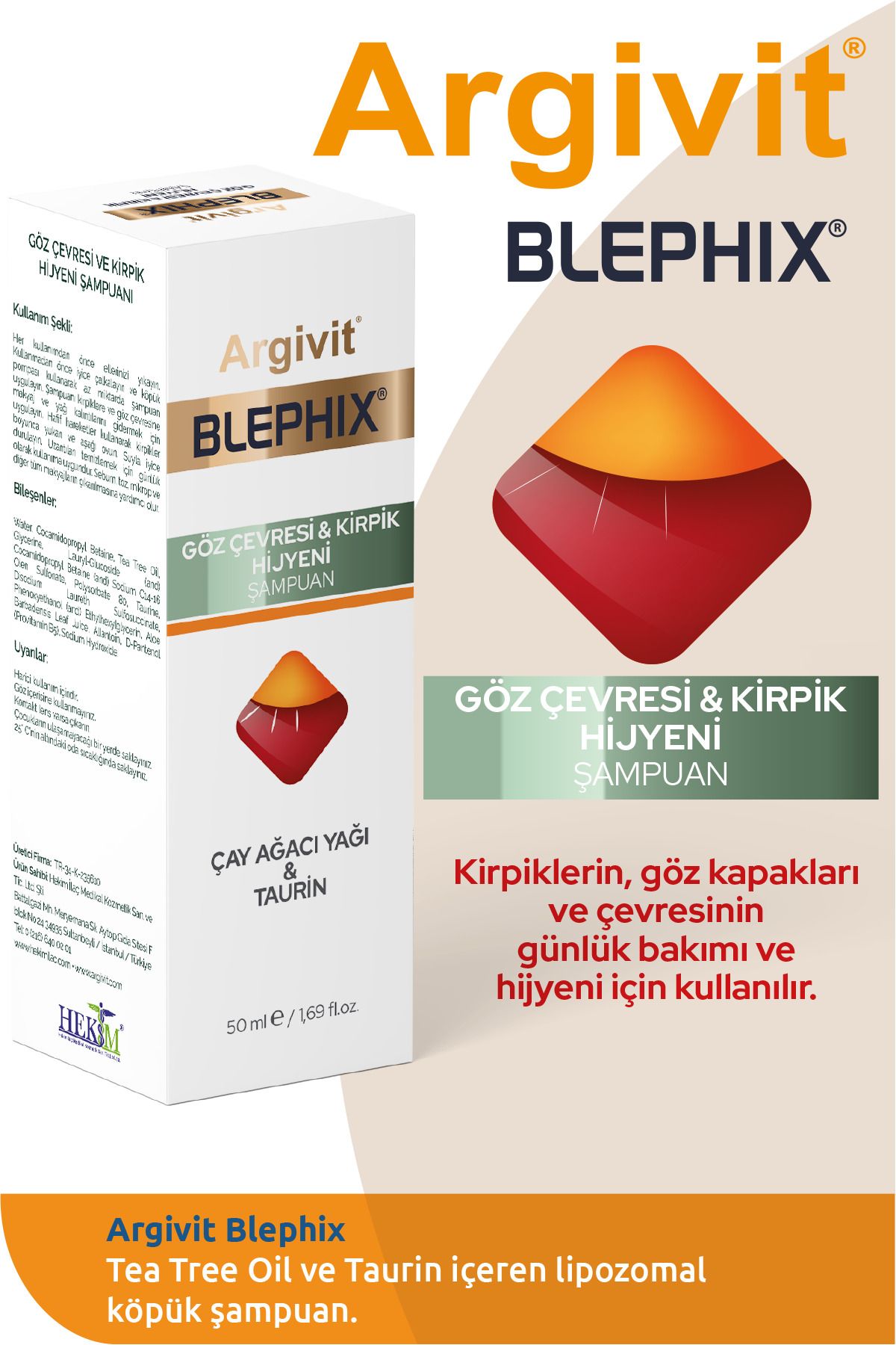 Argivit Blephix Göz Çevresi Ve Kirpik Temizleyici Köpük Şampuan 50 ml