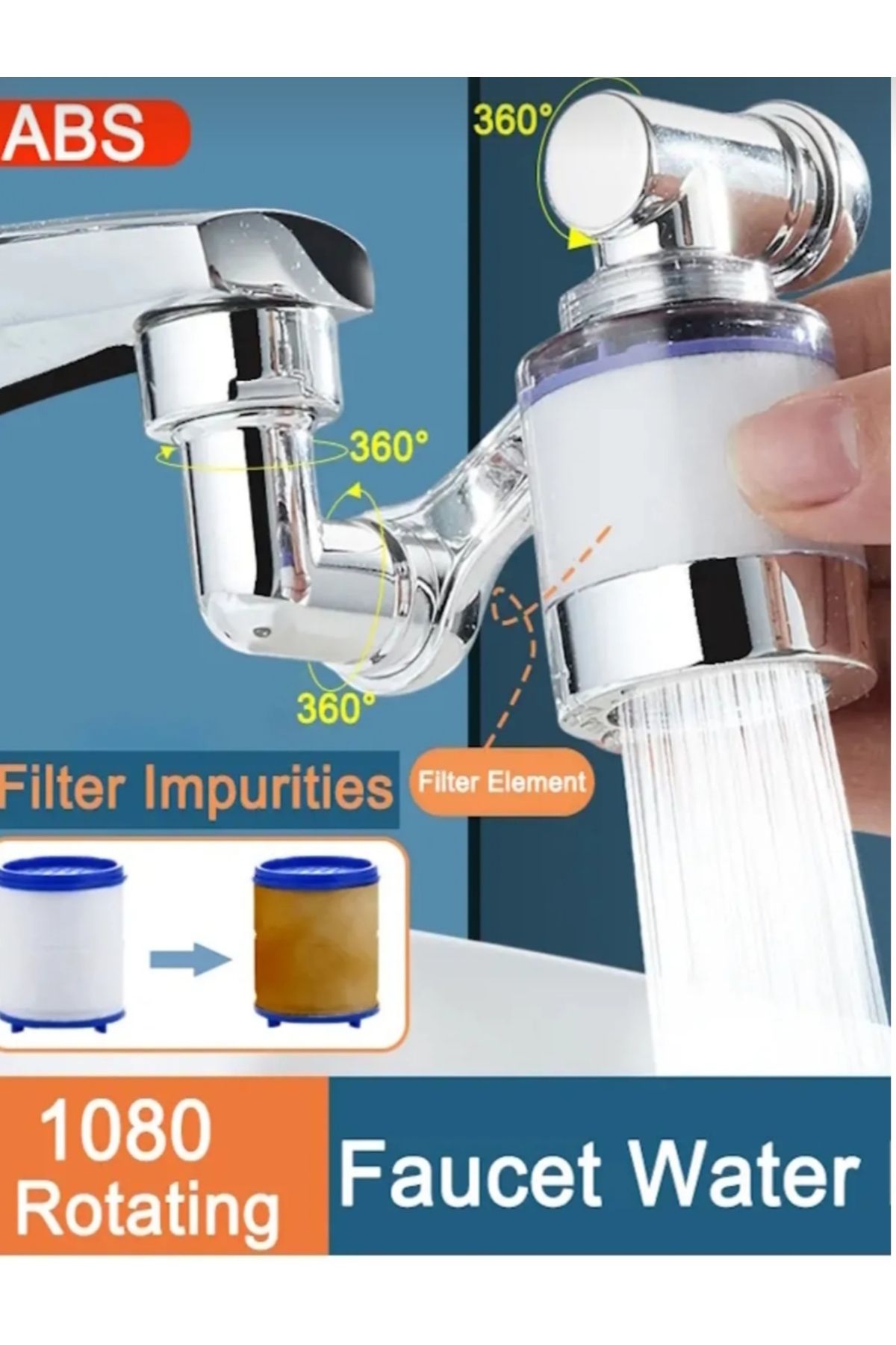 Lonahome-3 Function Robot Arm Spiral Purified Movable Saving Tap Head 3