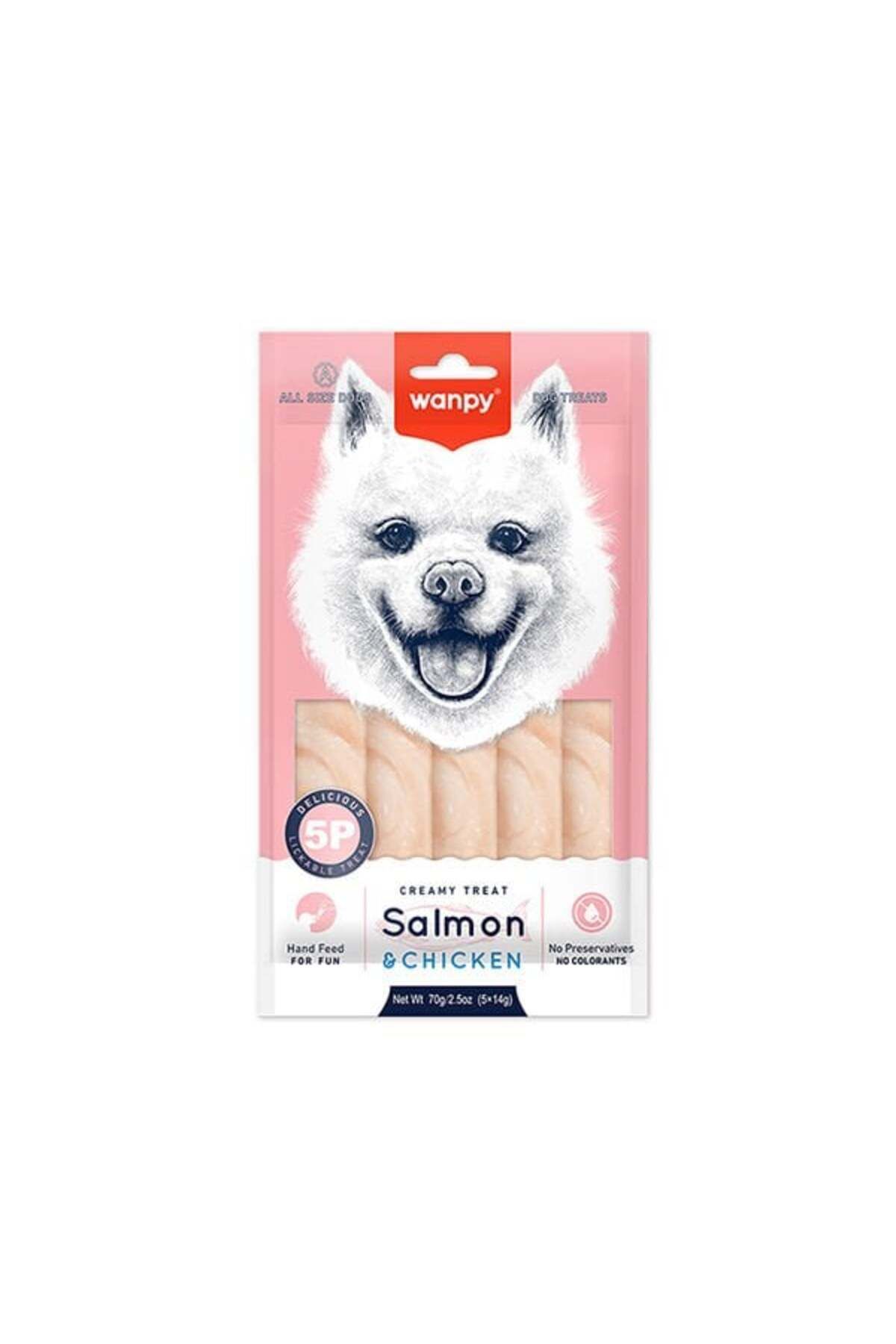 Orqinel Wanpy Krema Somonlu ve Tavuklu Sıvı Köpek Ödülü 5x14 Gr - PIWP-050 - Petshopundan