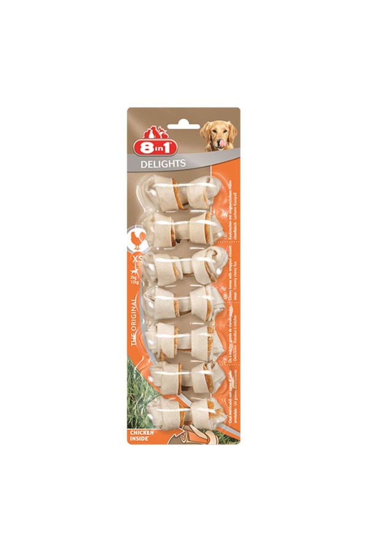 8in1 Delights Bones Düğümlü Tavuklu Ağız Bakım Kemik Köpek Ödülü XS 84 Gr - Petshopundan