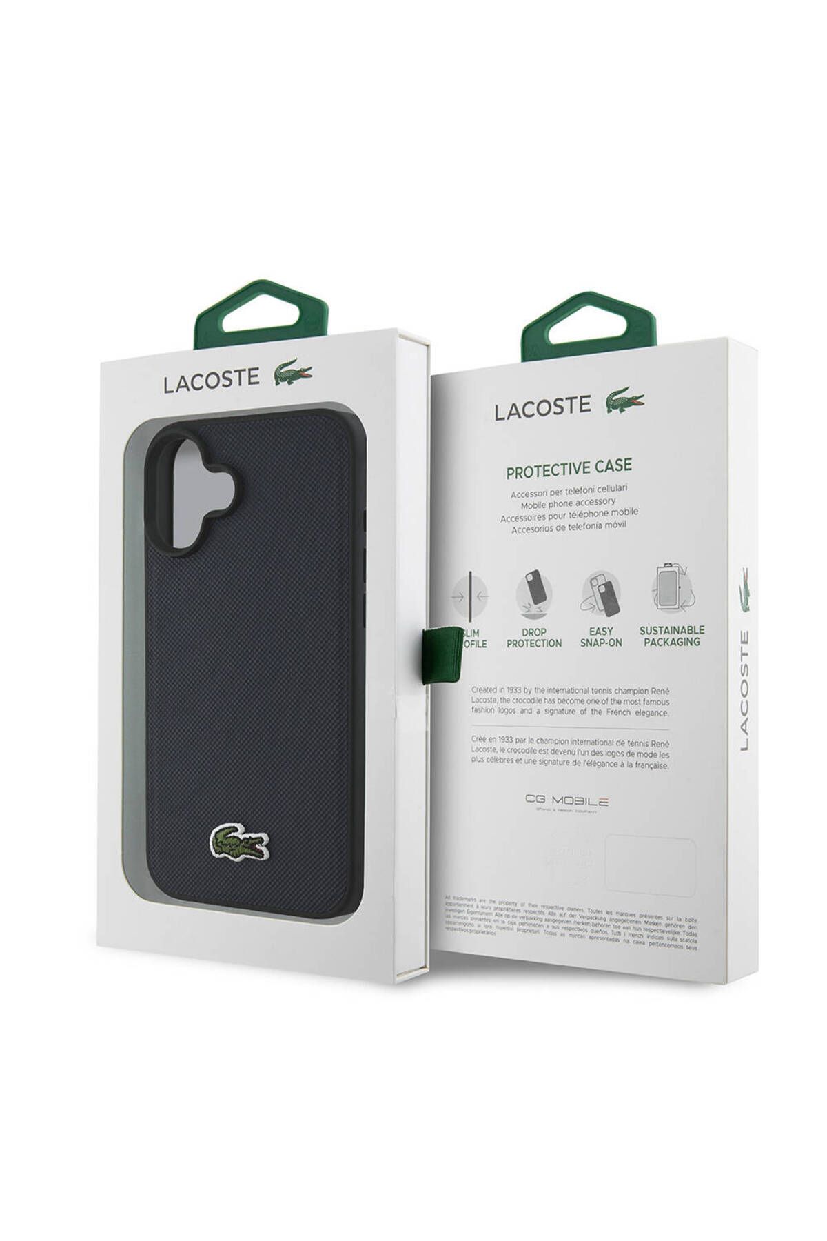 کاور و قاب IPHONE 16 PLUS CASE LACOSTE دارای مجوز PU PIKE الگوی نمادین COCKSAH LOGO NAVY BLUE Lacoste