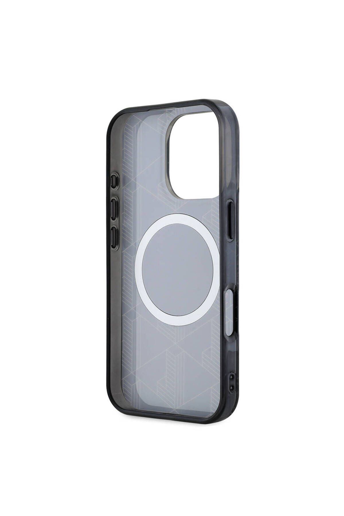 کاور و قاب IPHONE 16 PRO CASE LACOSTE دارای مجوز MAGSAFE ویژگی IML طرح دار لوگو تمساح نقره ای مونوگرام سیاه Lacoste