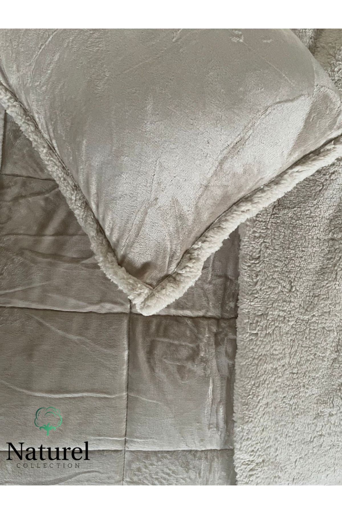 Naturel Collection-Ultra Soft Double Sided Wellsoft Velvet Bedspread with Double Pillowcases 2
