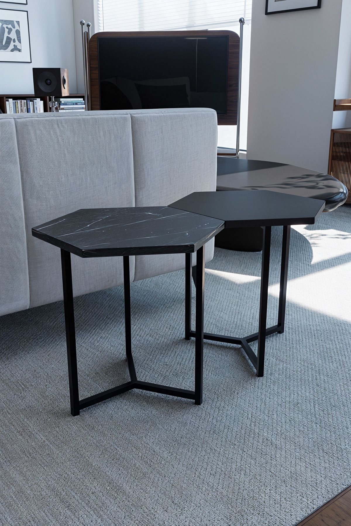 KODIGU HEXA | 2'li Sehpa Seti - 45x45cm Ayrılabilir Çift Desen