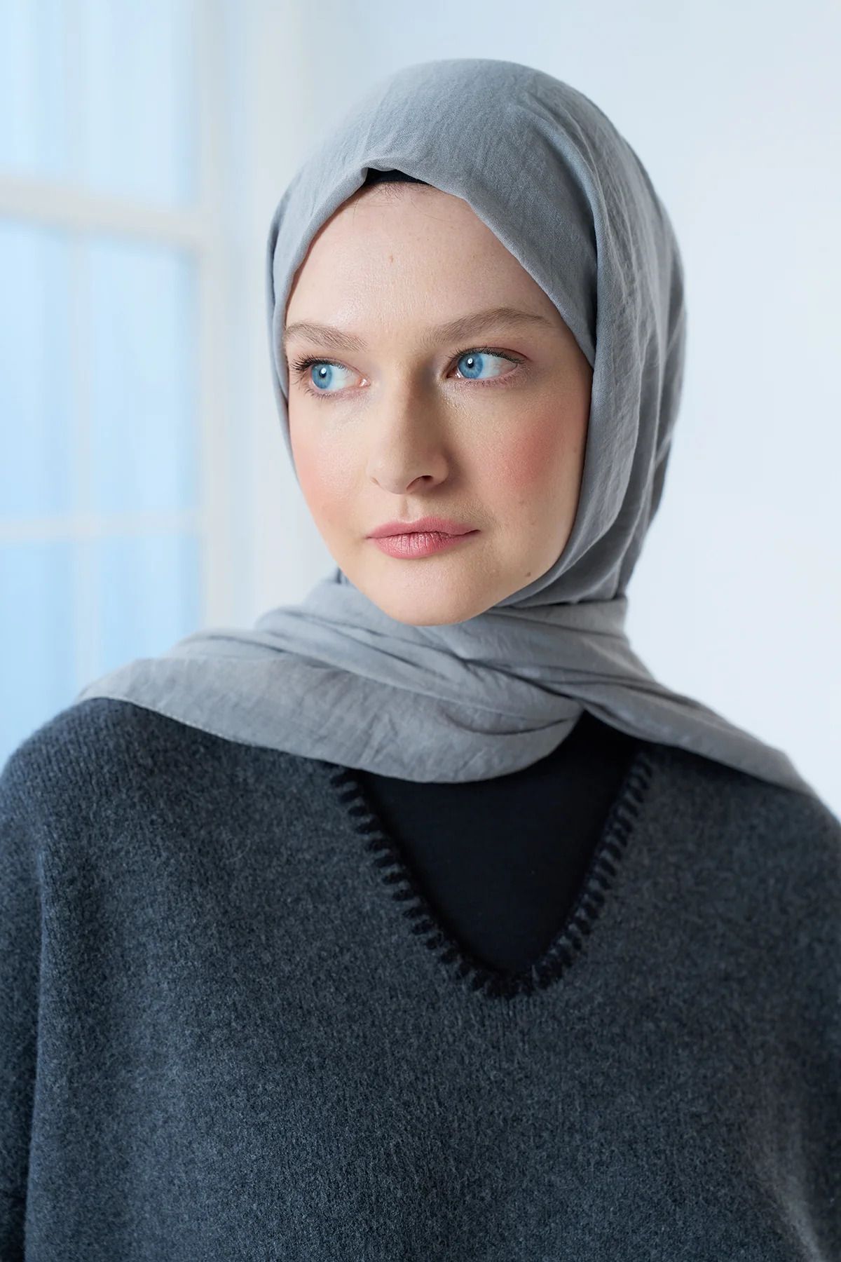 Modakaşmir-Neo Cotton Shawl Smoke Color 3