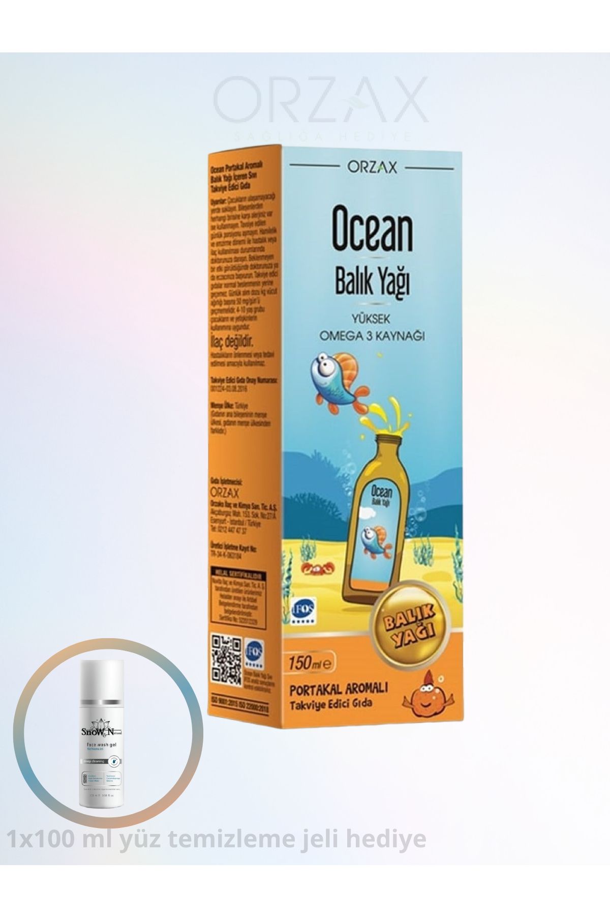 Ocean Omega 3 Portakal Aromalı Balık Yağı (Fish Oil) Şurup 150 ml omega 3 yağ asidi EPA ve DHA içerir,