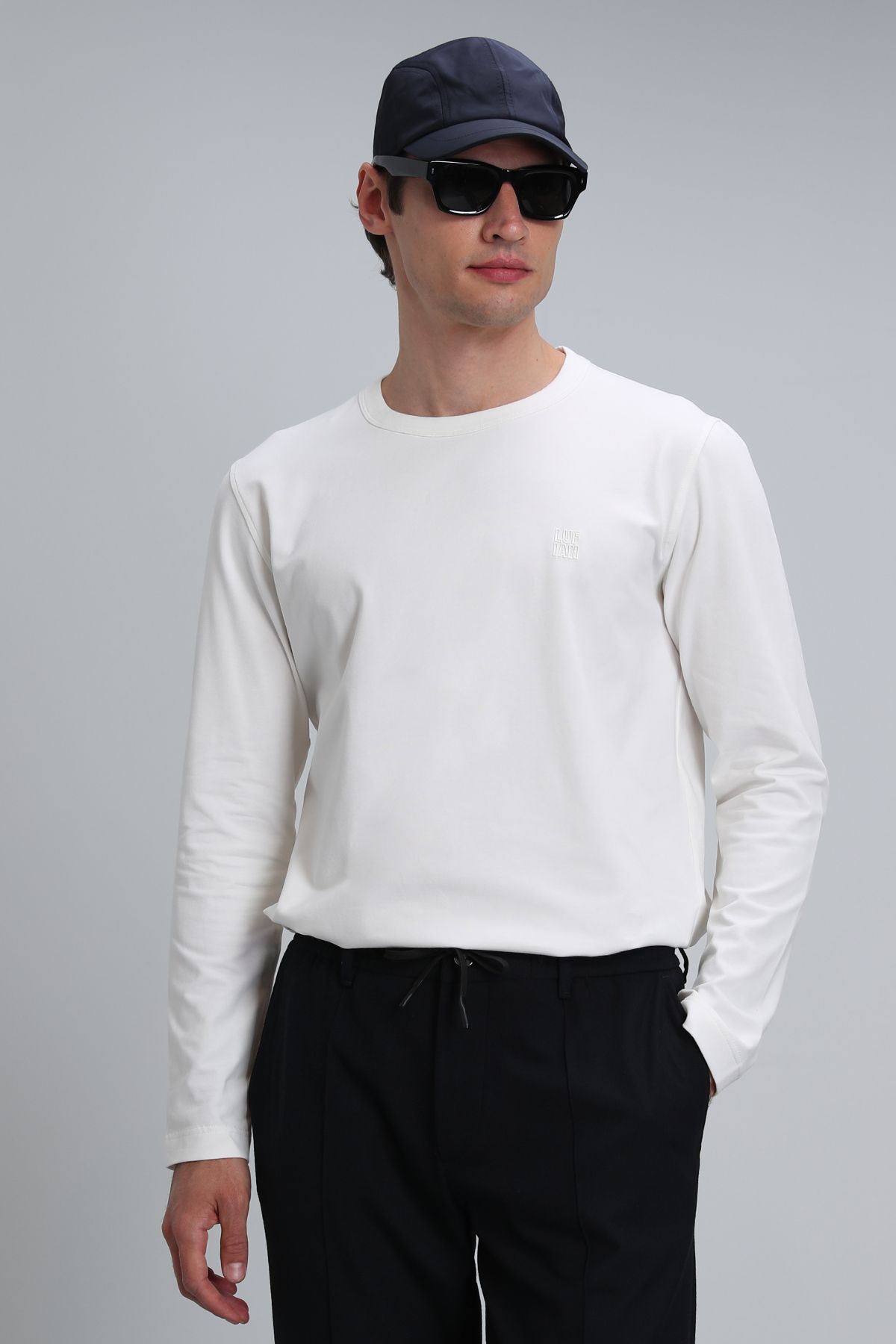 Lufian-Merlin Men's Long Sleeve T-Shirt Off White 1