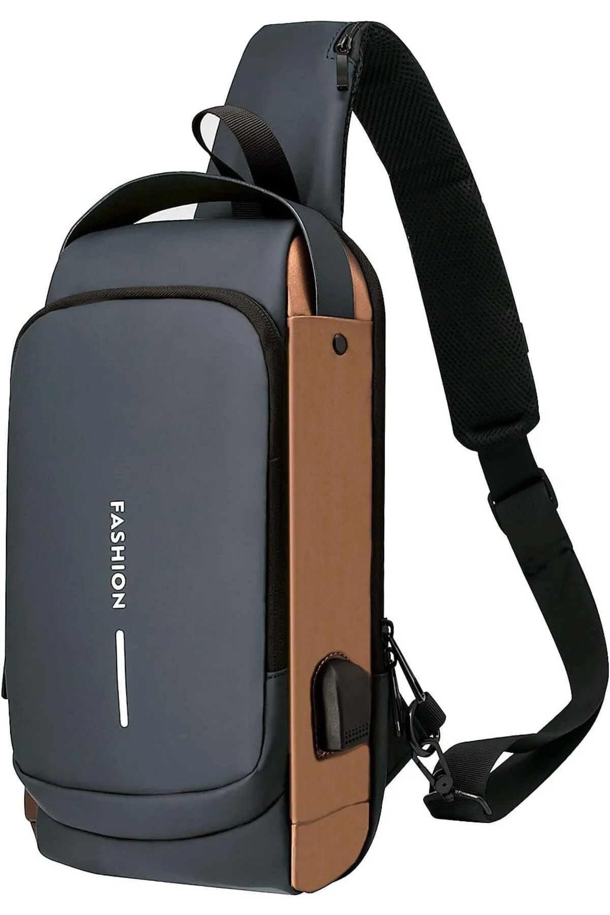 7K  USB Şarj Portlu Fermuar Kilitli, Powerbank Bağlantılı Omuz ve Göğüs Çantası