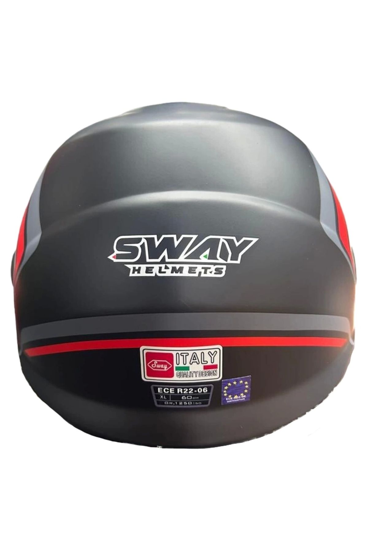 Sway-HELMET SWAY SW-737 MATTE BLACK/GREY/RED CHINLESS WITH SUNGLASSES 3