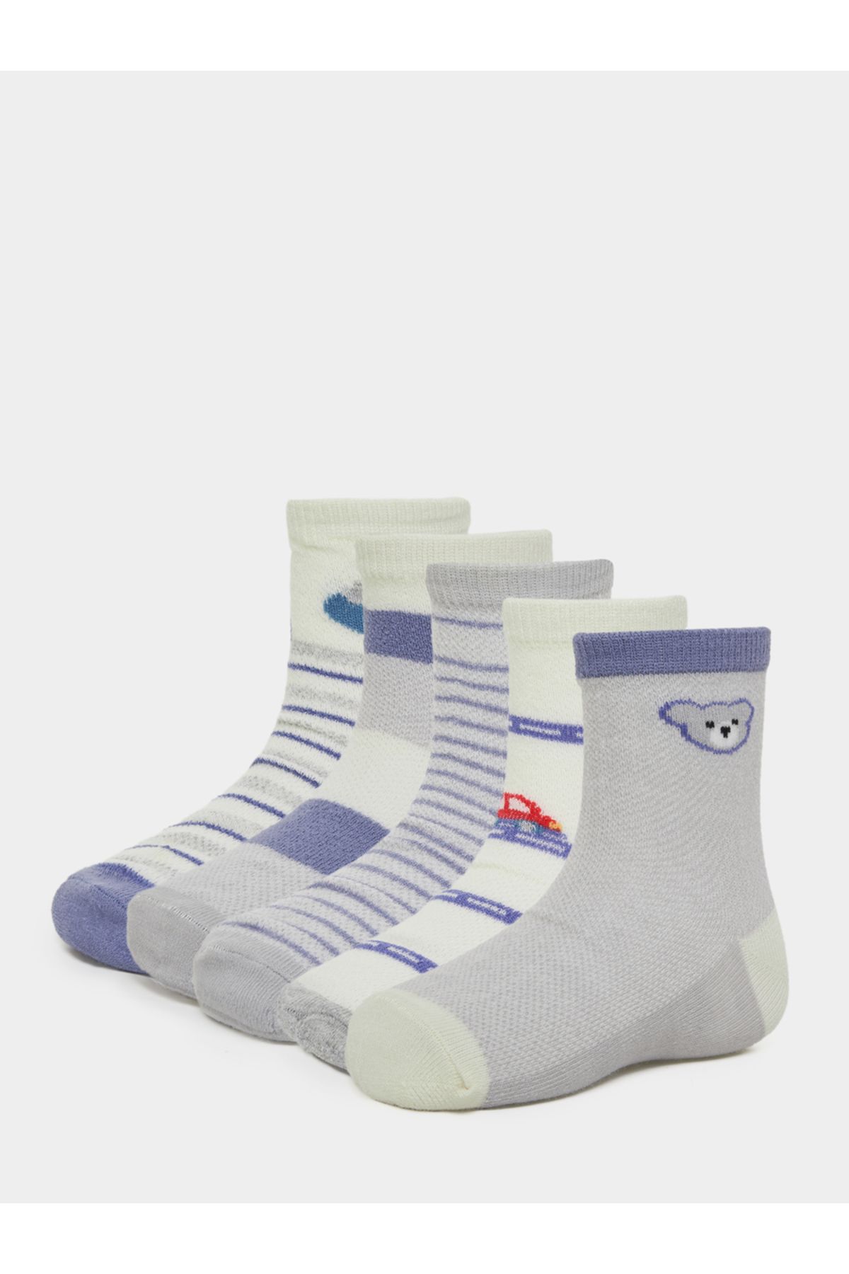 Styli-Pack of 5 - Cartoon Printed Cotton Mid Tube Socks 1
