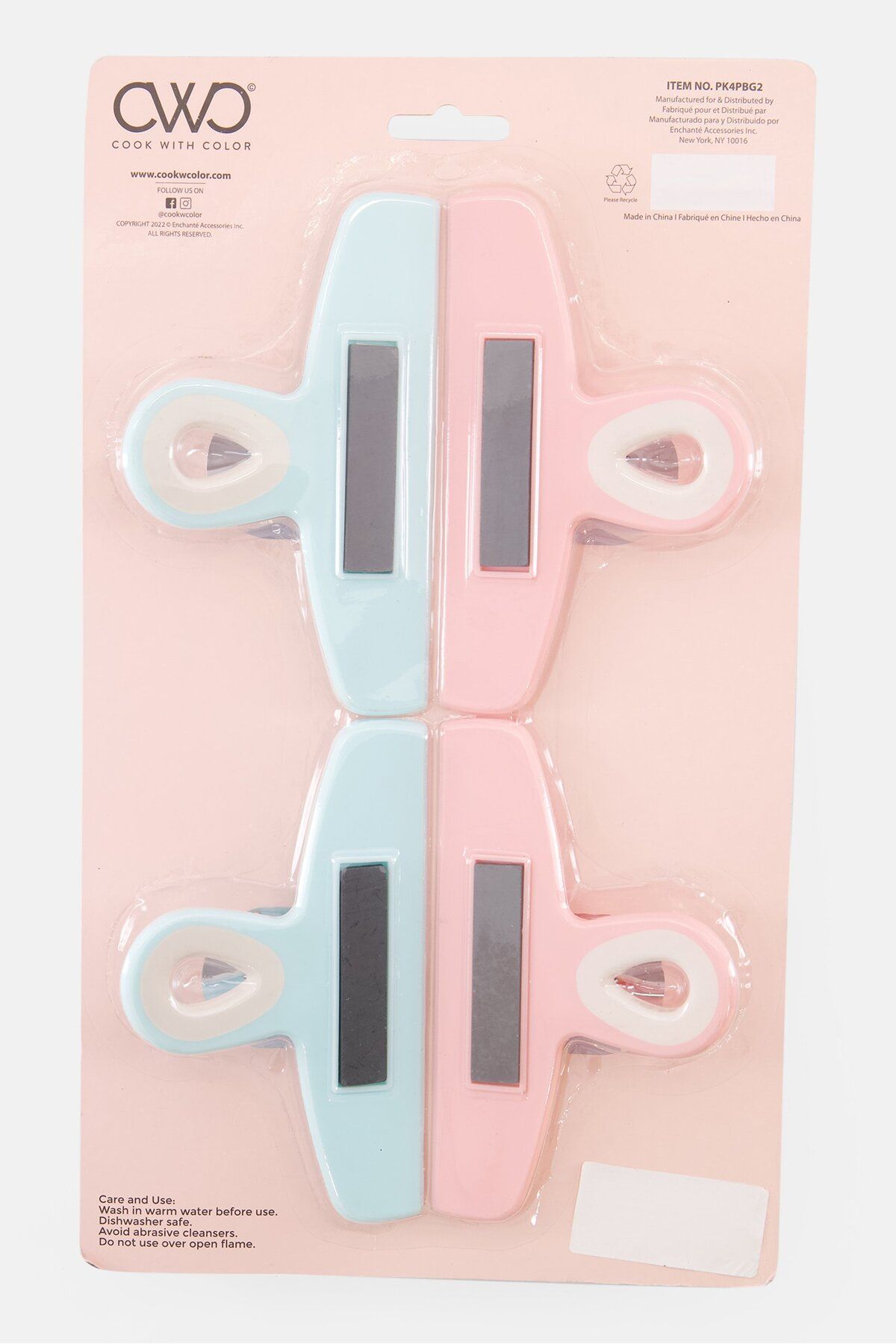 Cook With Color-4 Pc Jumbo Bag Clips, Pink 2