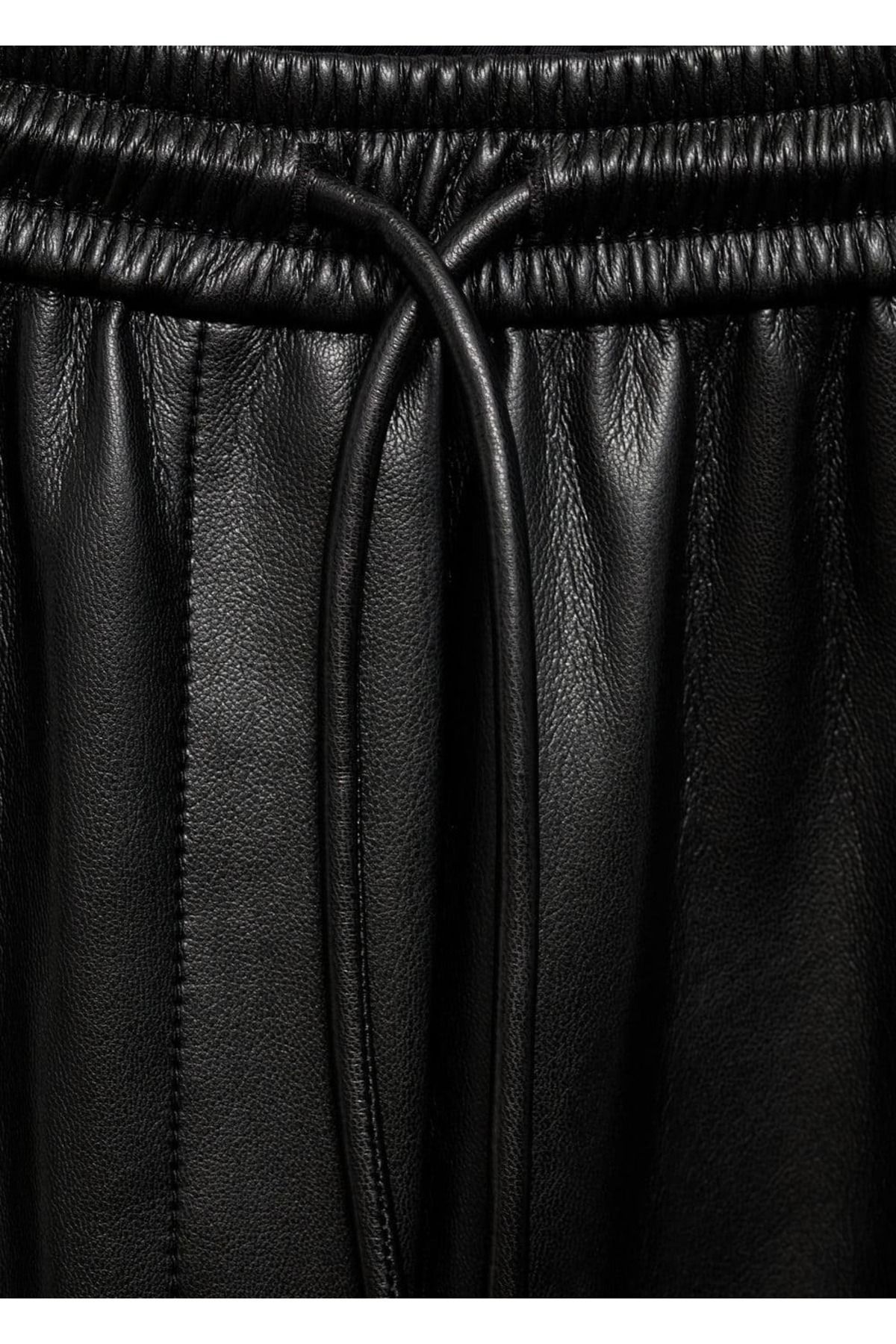 MANGO Woman-Leather look elastic waist pants 7