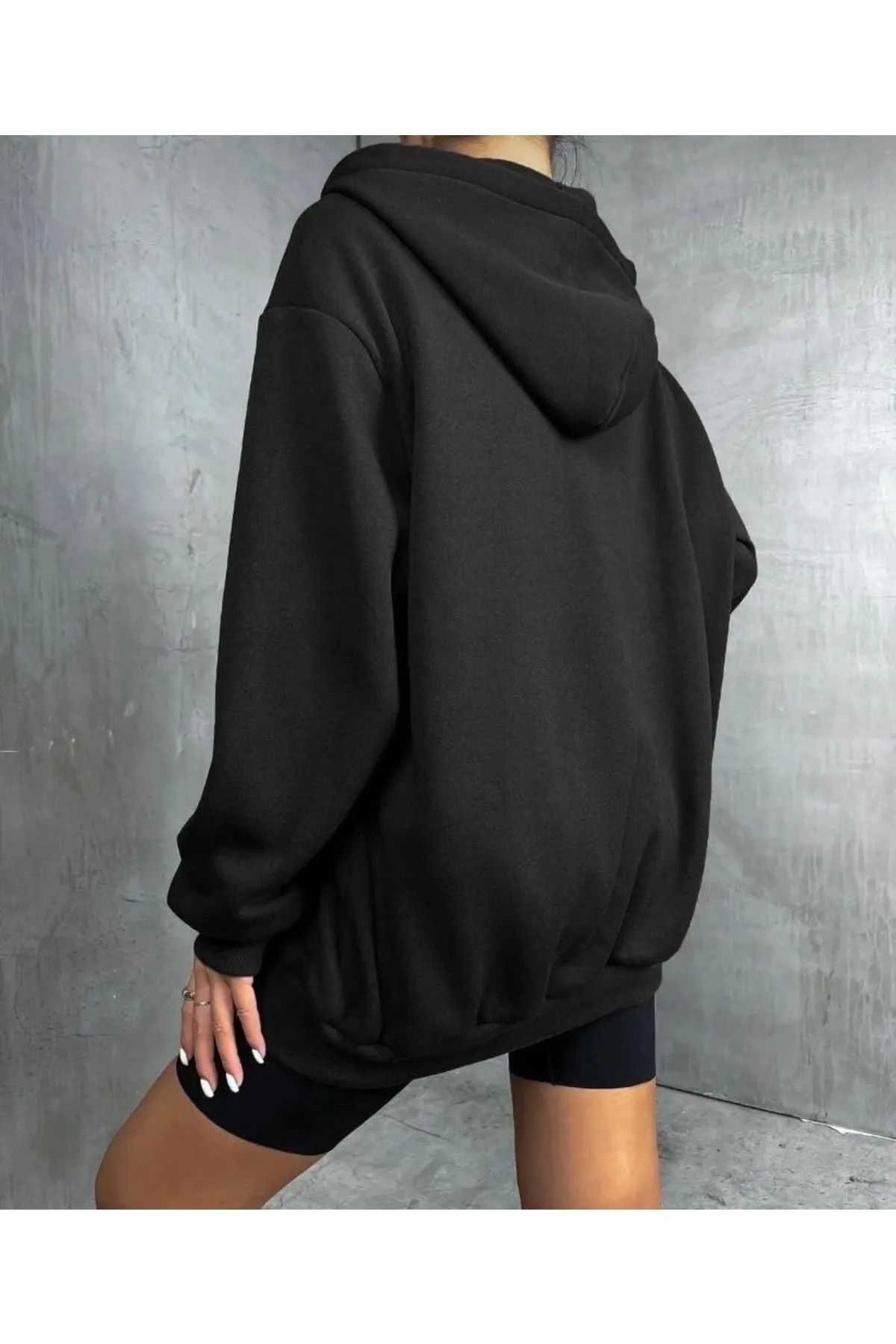 Relax family xf-Winter Black SweatsHirt - Hooded and Zippered Cardigan 5