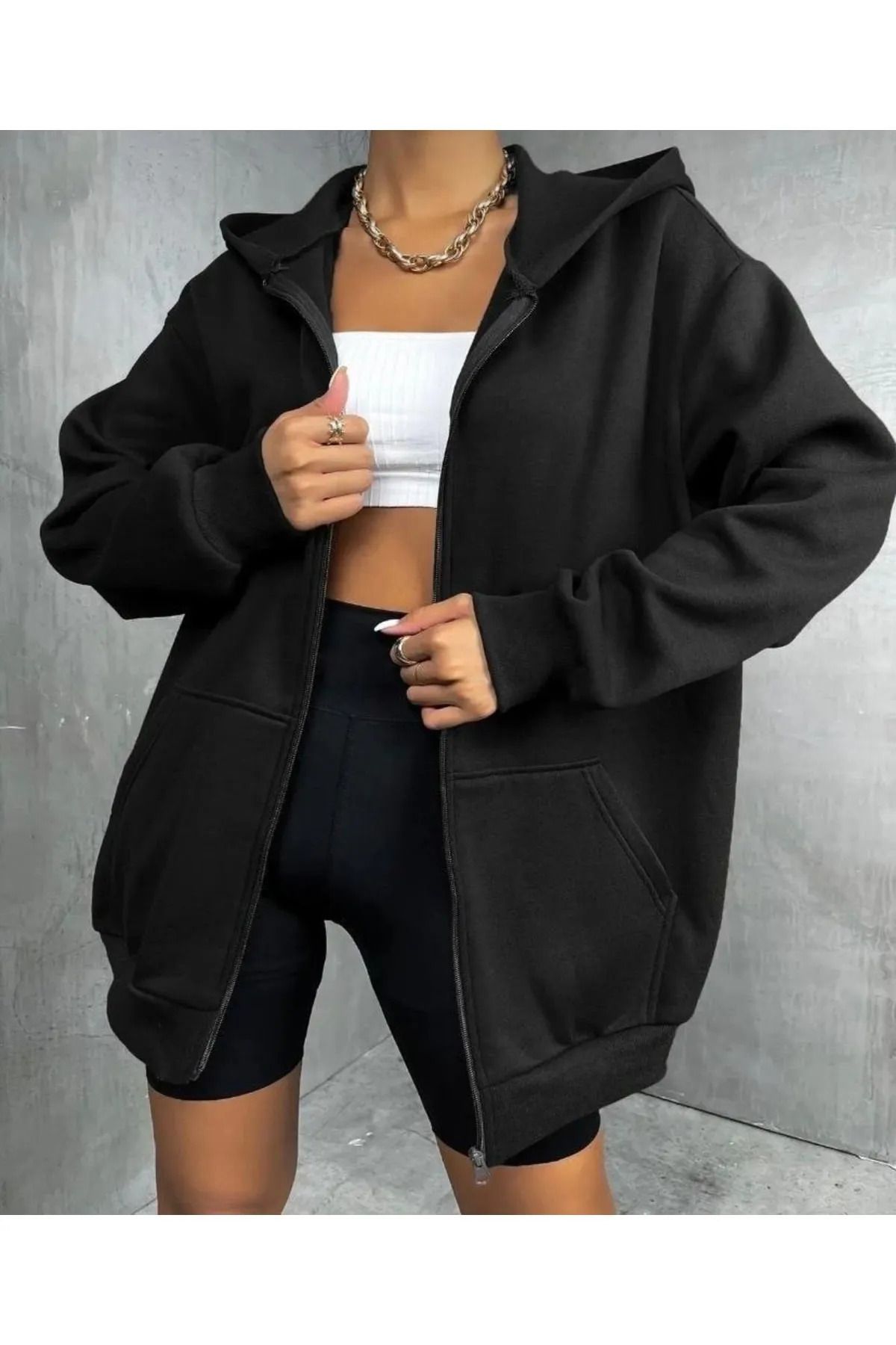 Relax family xf-Winter Black SweatsHirt - Hooded and Zippered Cardigan 2