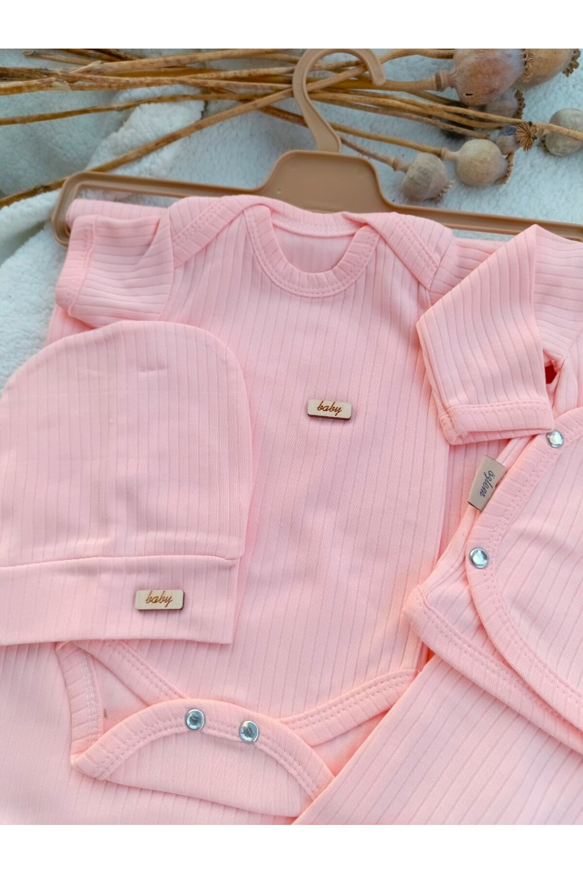 Bilge Trend KIZ BEBEK PEMBE NATURAL 7 PARÇA HASTANE ÇIKIŞI ZIBIN SETİ %100 PAMUK fotoğrafı 2 (önizleme)