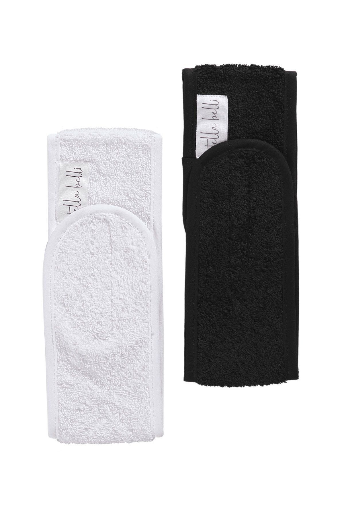 Stella Belli Bandana 2li Set Saç Bandı Havlu Yoga Cilt Bakımı Makyaj Kadın & Erkek Cırt Bant Biyeli Siyah & Beyaz