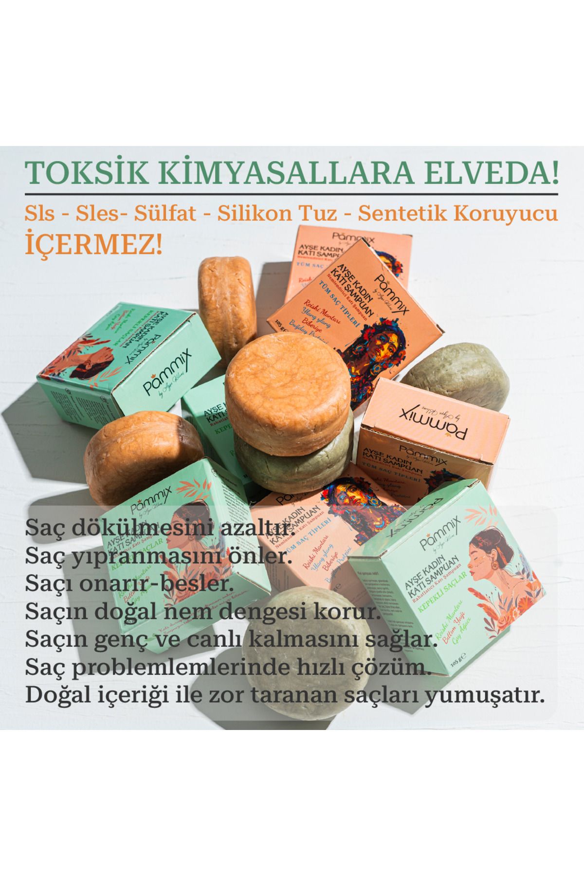 PAMMİX NEMLENDİRİCİ AYŞE KADIN KATI ŞAMPUAN (105G)