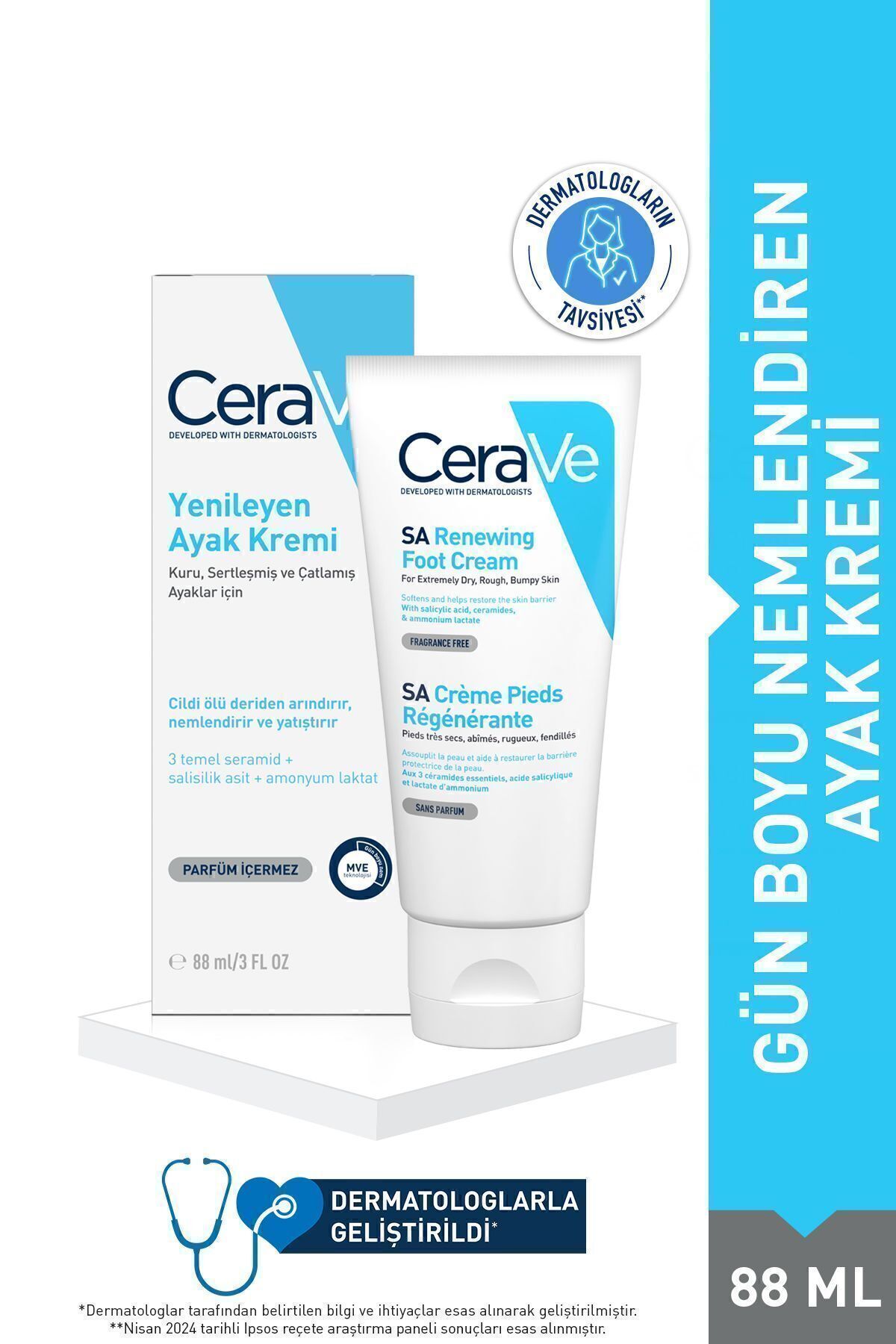 CeraVe Moisturizing Foot Cream That Cleanses the Skin from Dead Skin 88 ml DkHair1805