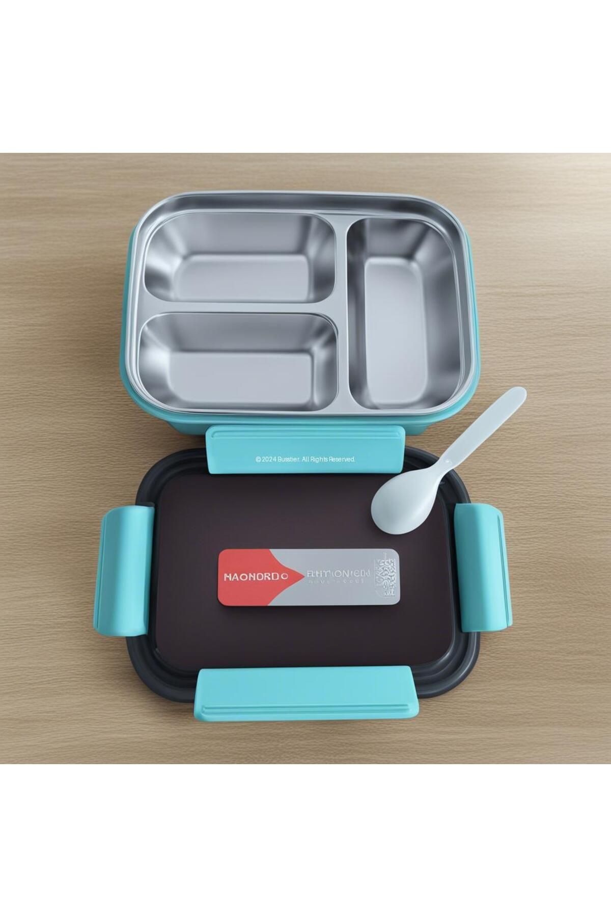 Busstier-Hybrid Bento Box 650ml - Plastic Body, 3-Compartment Stainless Steel, Bpa Free, Multi-Purpose Lunch Box 2348 5