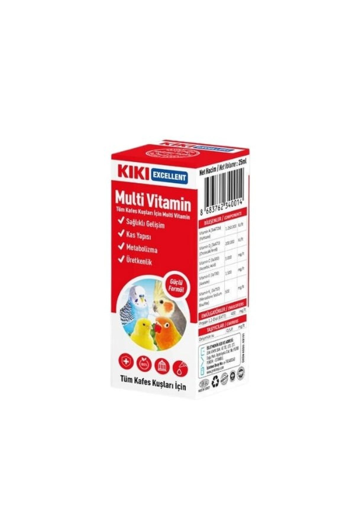 UDMK STORE Kiki Excellent Kuşlar için Multi Vitamin Sıvı Damla 25 Ml