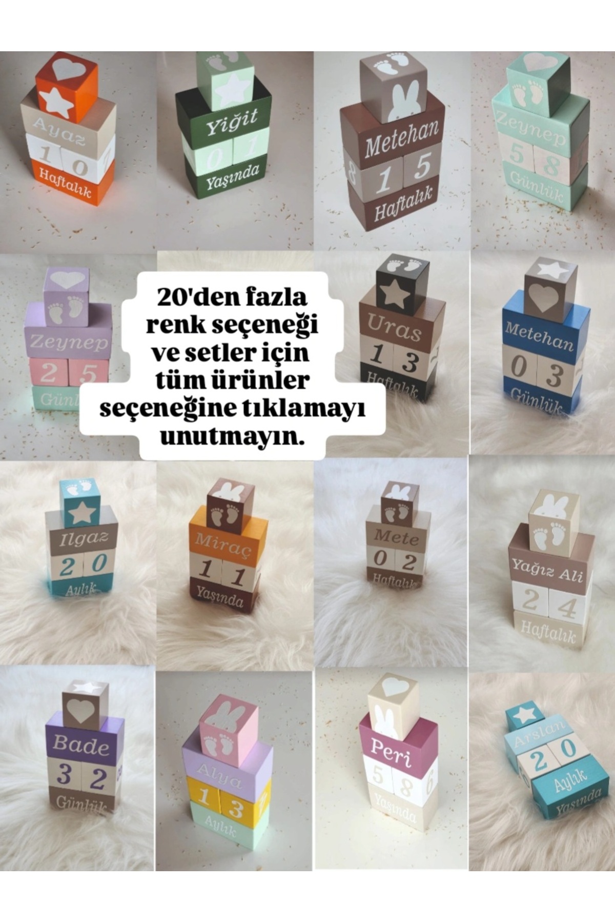 Yoyowoods Isim Anı Küpü-dekor Oyuncak(Yulaf -Bej) fotoğrafı 7 (önizleme)