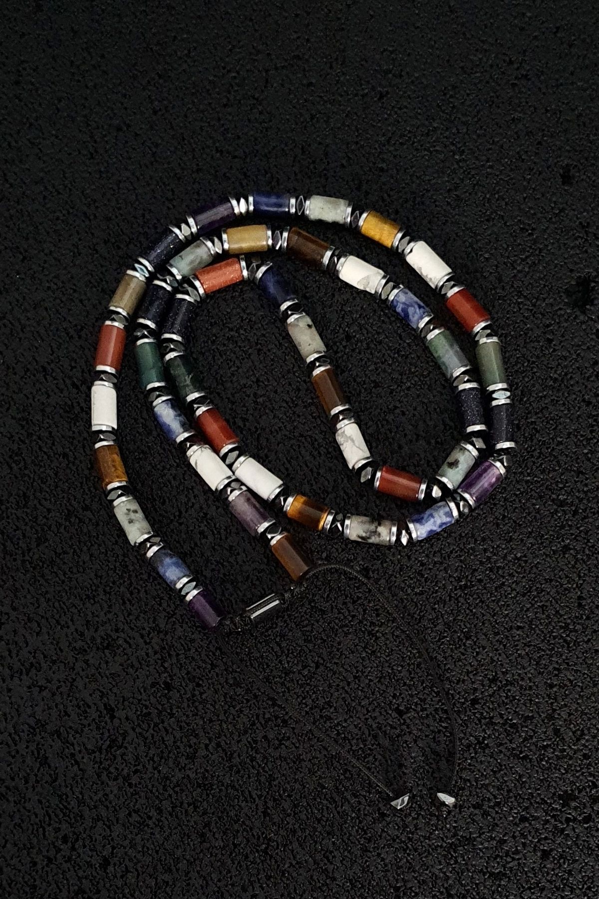 Seven Art Jewelry-Natural Stone Necklace - Tiger Eye, Agate, Kiwi (JASPER), Amethyst, Howlite, Star Stone, Indian Agate, Sodalite V 3