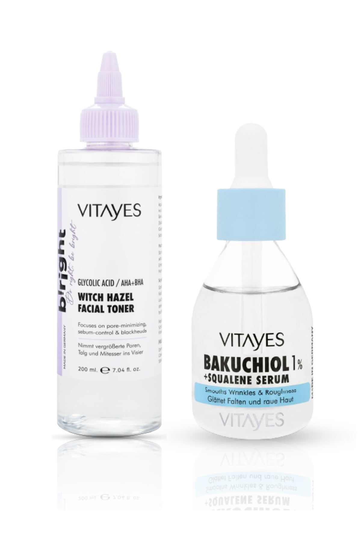 تونر رتینول جایگزین طبیعی BAKUCHIOL SQUALENE SKIN SINUR با مجموعه مراقبت از پوست فندق VITAYES
