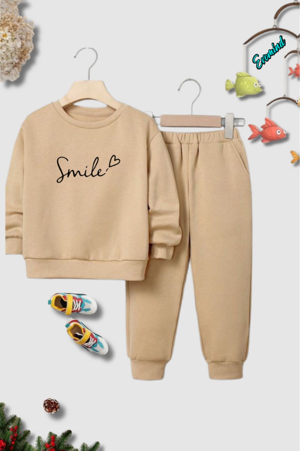 artı4 Set De Trening Pentru Copii Unisex Cu Imprimeu Smile Text Unisex - 9–10 years