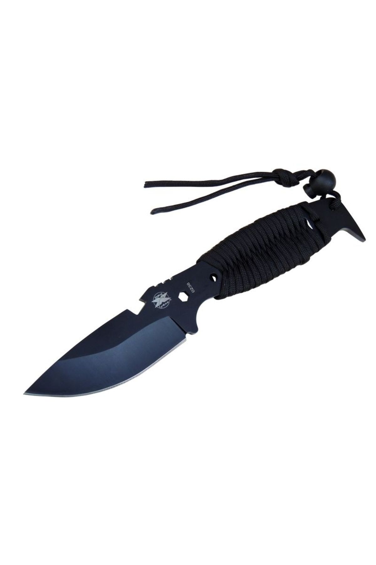 NEZADE STORE DPX Gear Assault 0238BK Kamp Bıçağı 22,5 cm - Siyah, Metal & İpli Sap