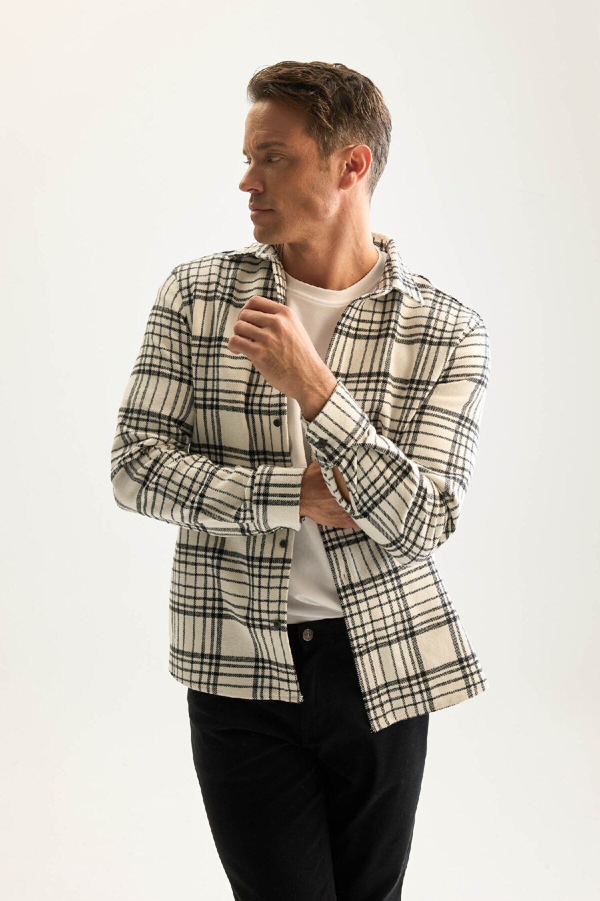 lékru regular fit polo le bûcheron flanel chemise à manches longues d788axns