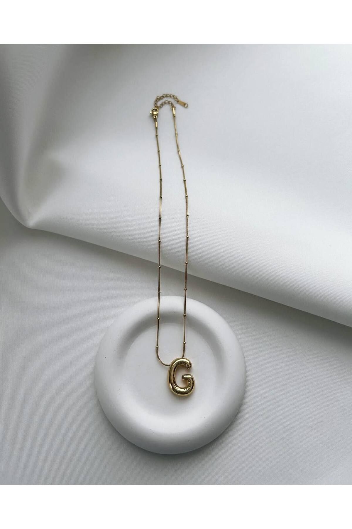 minnejewelry-Steel Bubble g Letter Necklace - Bubble Letter Necklace - Bubble Letter Necklace - Letter g 1