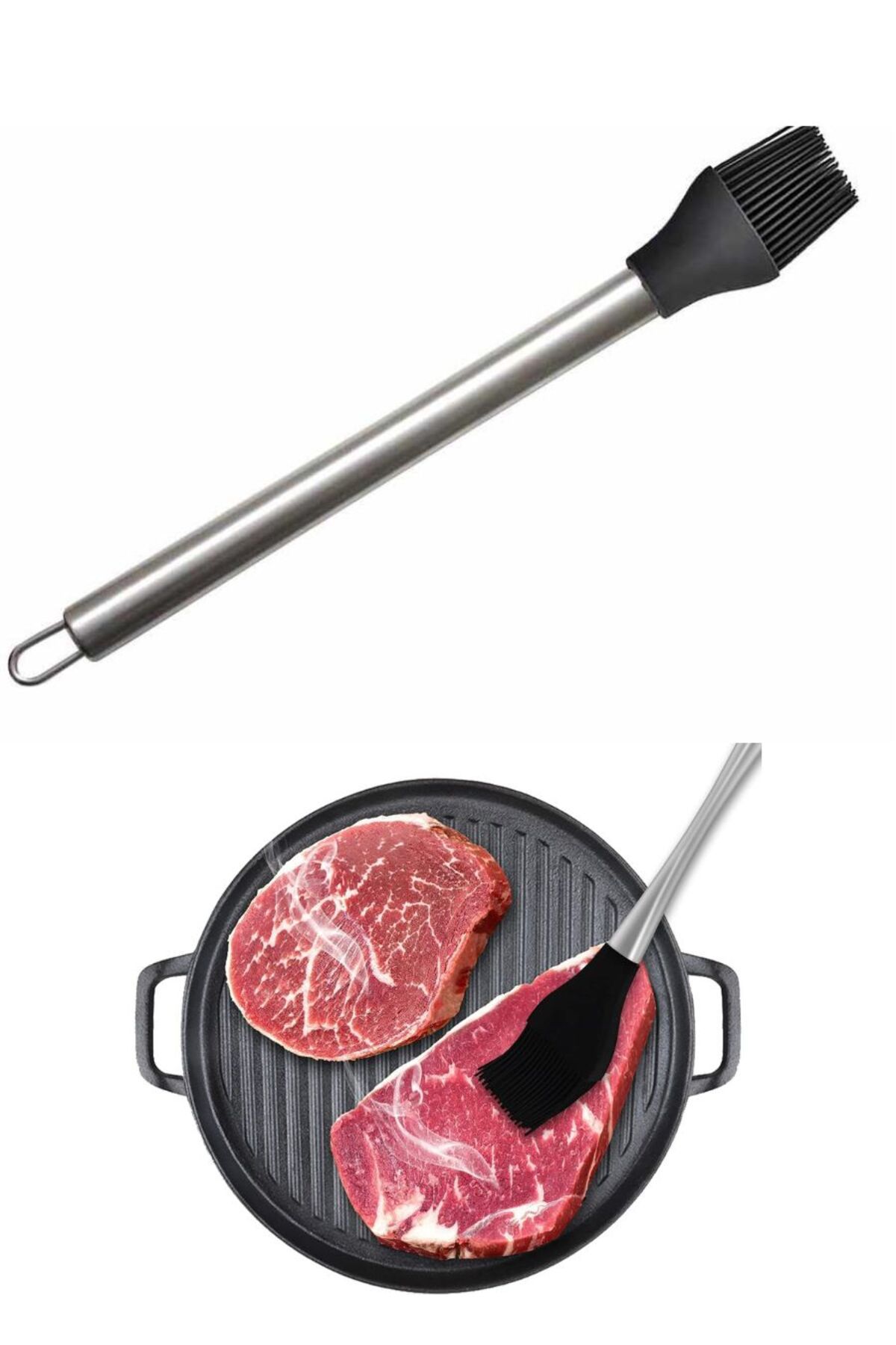 Jet's Home Yumurta Fırçası Mutfak Fırçası Paslanmaz Saplı Sos Fırçası Hamur Fırçası Silikon Siyah 31.5 cm