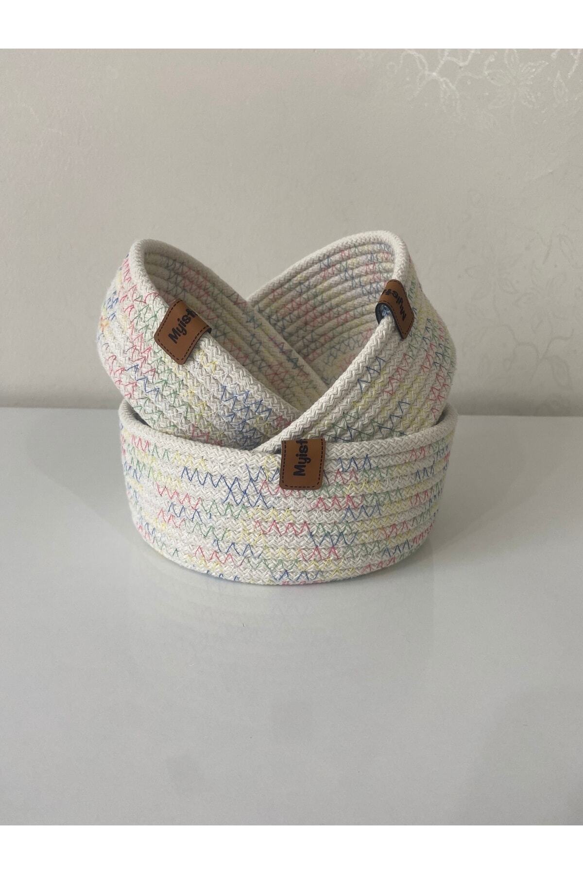 Cotton Wicker Basket Set,Jute Rope Basket,Bathroom Organizer 100% Natural Stitched 3 Pieces