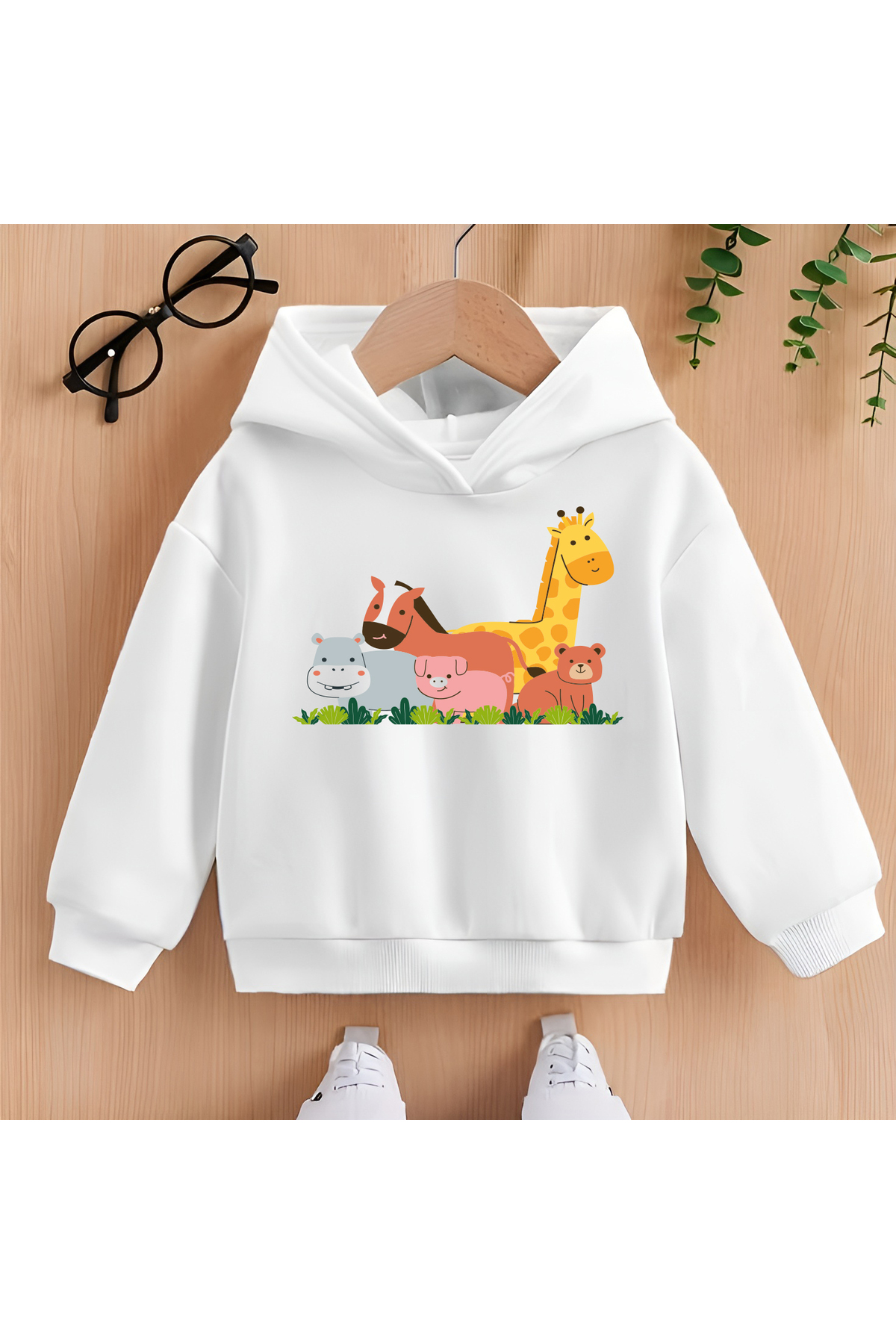 CDA Sevimli Hayvanlar Unisex Kız Erkek Bebek Beyaz Sweatshirt fotoğrafı 2 (önizleme)