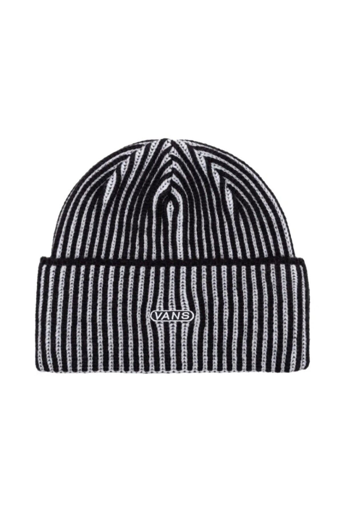 Vans-Negru și alb Vans Nesbit Cuff Beanie 1