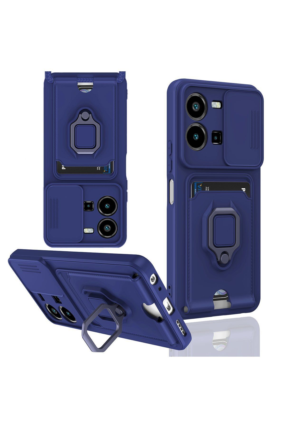 cepmoda Vivo Y35 - iP Askılı Kamera Sürgülü Neck Rope Çok Amaç Kılıf/Kapak - LACİVERT