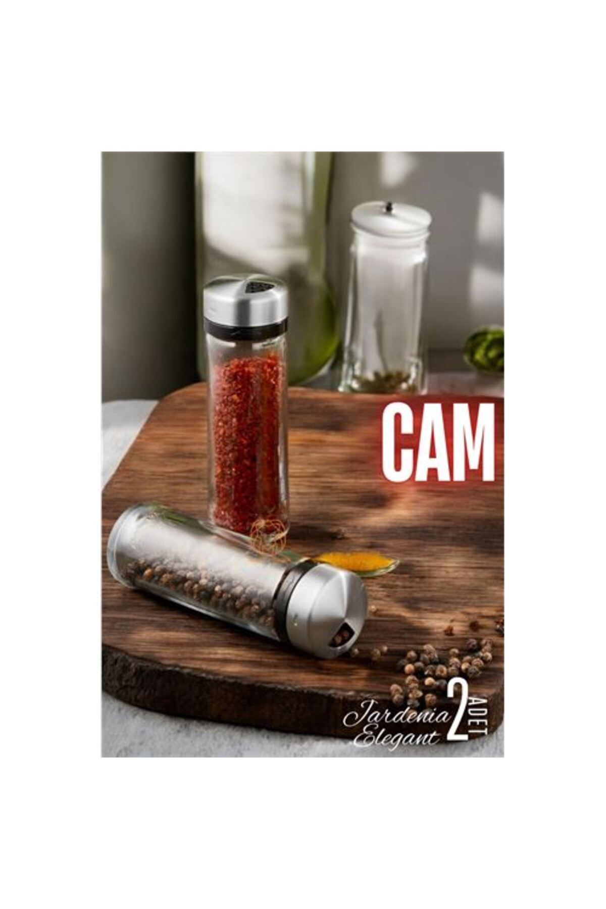 Ladesmedya ModaCar Cam Tuzluk Baharatlık 2 ADET Jardenia Elegant