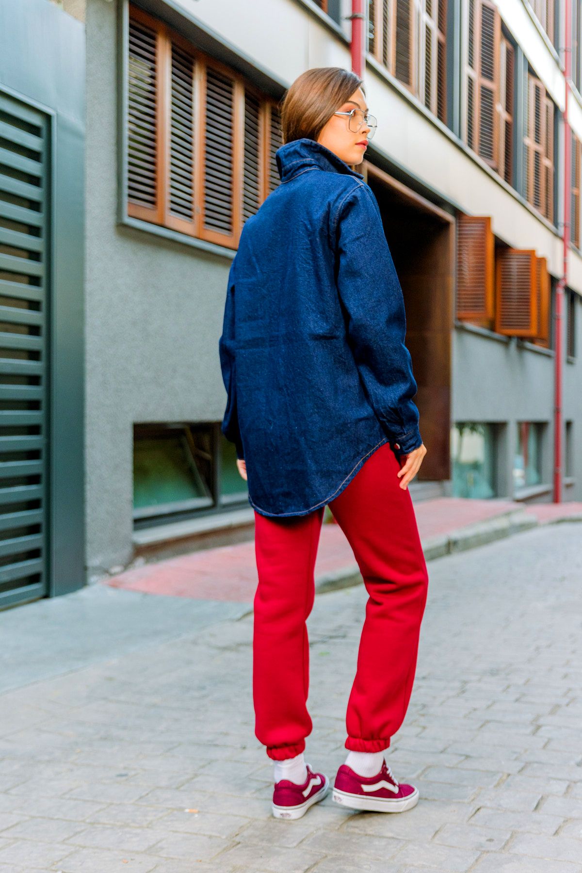 Maule-Blue Jeans Jacket - 100% Cotton Raw Denim with Snap Fastener and Double Pockets, Women's Coat @Messina 8