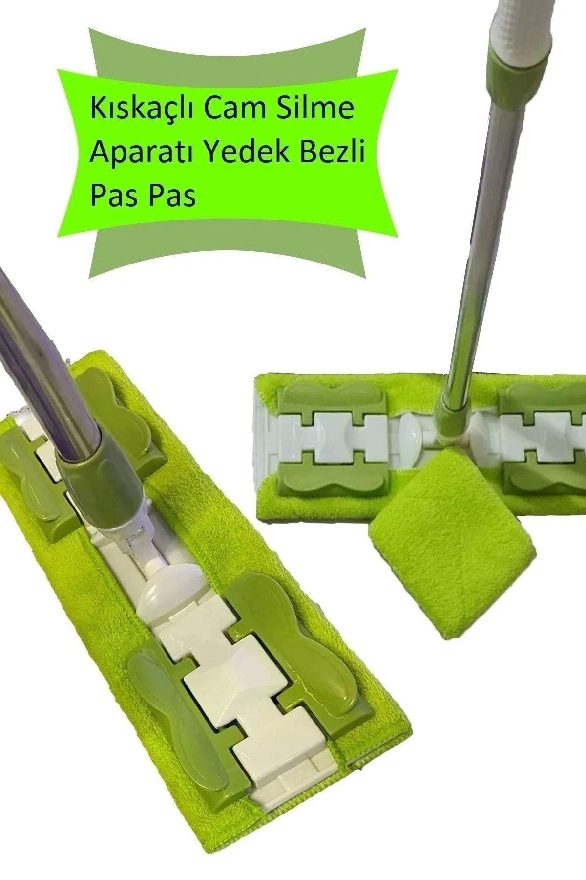 teknotrust Kıskaçlı mikrofiber cam ve yüzey temizleme mop seti, yedek bezli, pratik kullanım