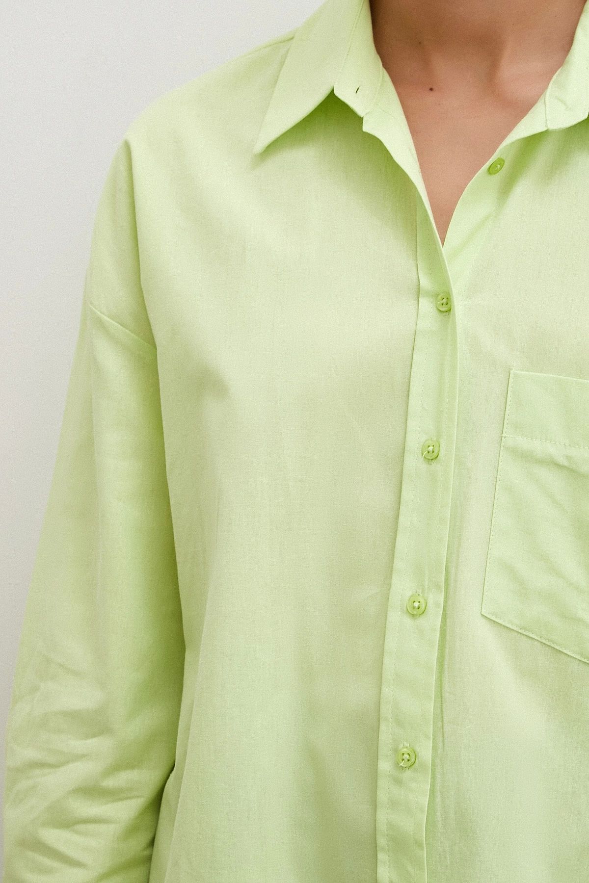 Never more-Green Regular Fit Poplin Shirt 3