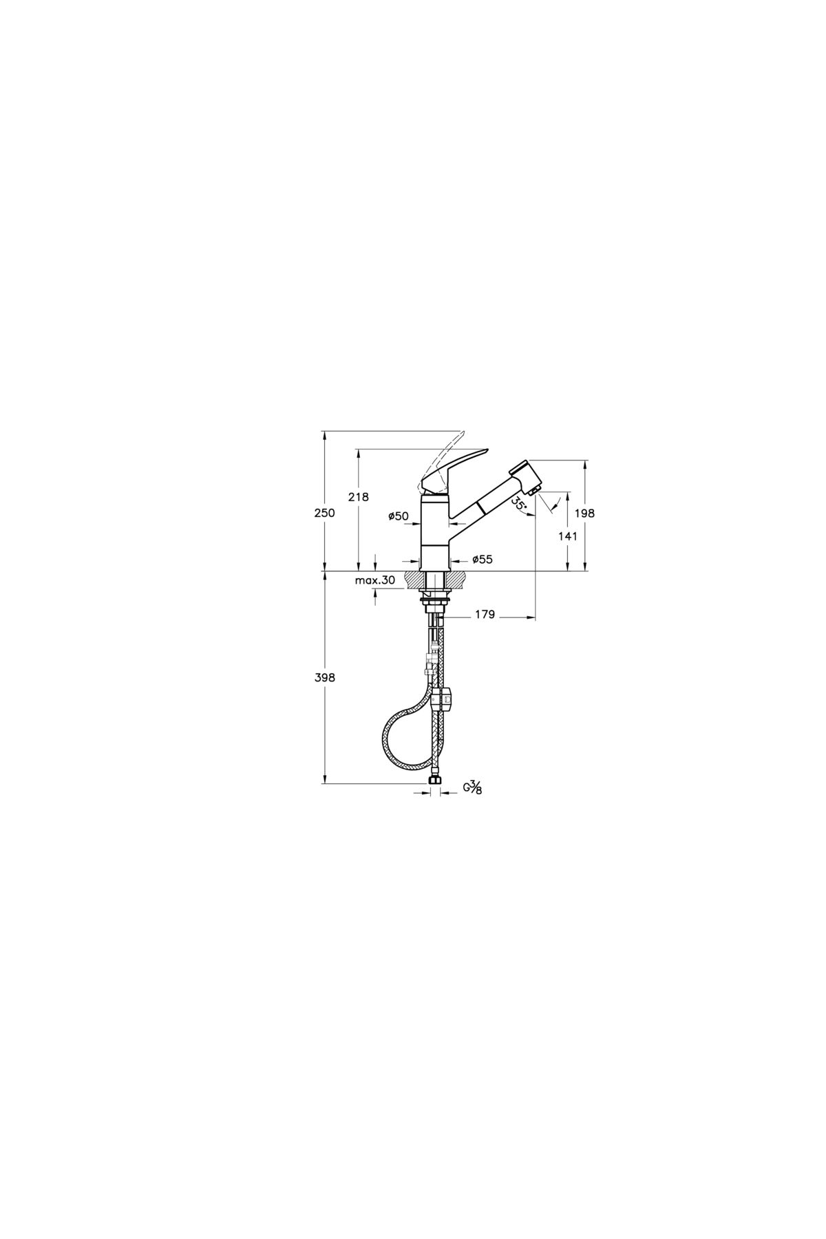 Artema-صنبور مطبخ هارموني XL A42147 قابل للسحب، كروم 6