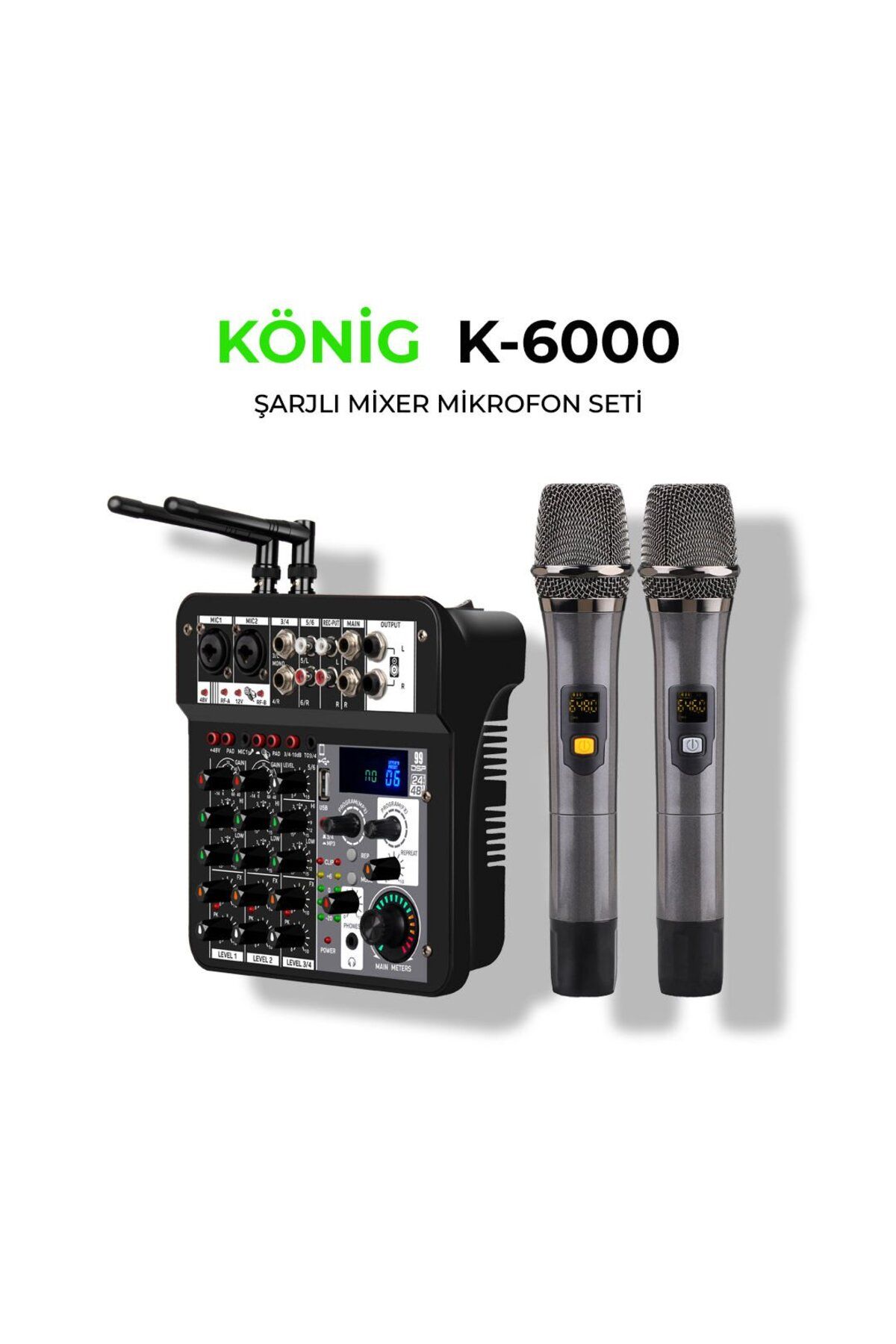 König KÖNİG K–6000 SARJLI MİKROFONLU POWER MİXER 2*100 WATT