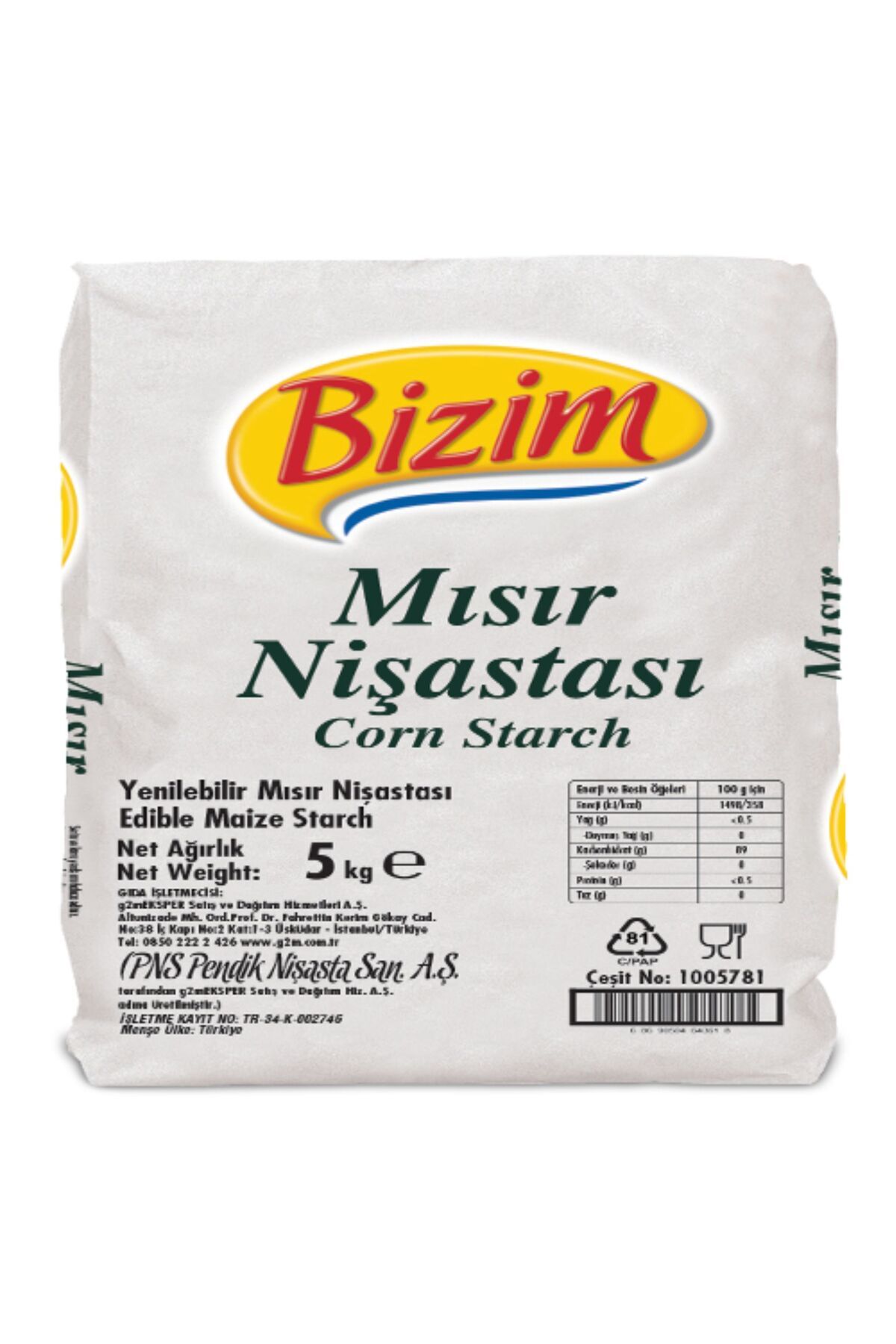 Bizim Mutfak BİZİM MUTFAK - NİŞASTA MISIR (1 X 5 KG) BİZİM MUTFAK 526130