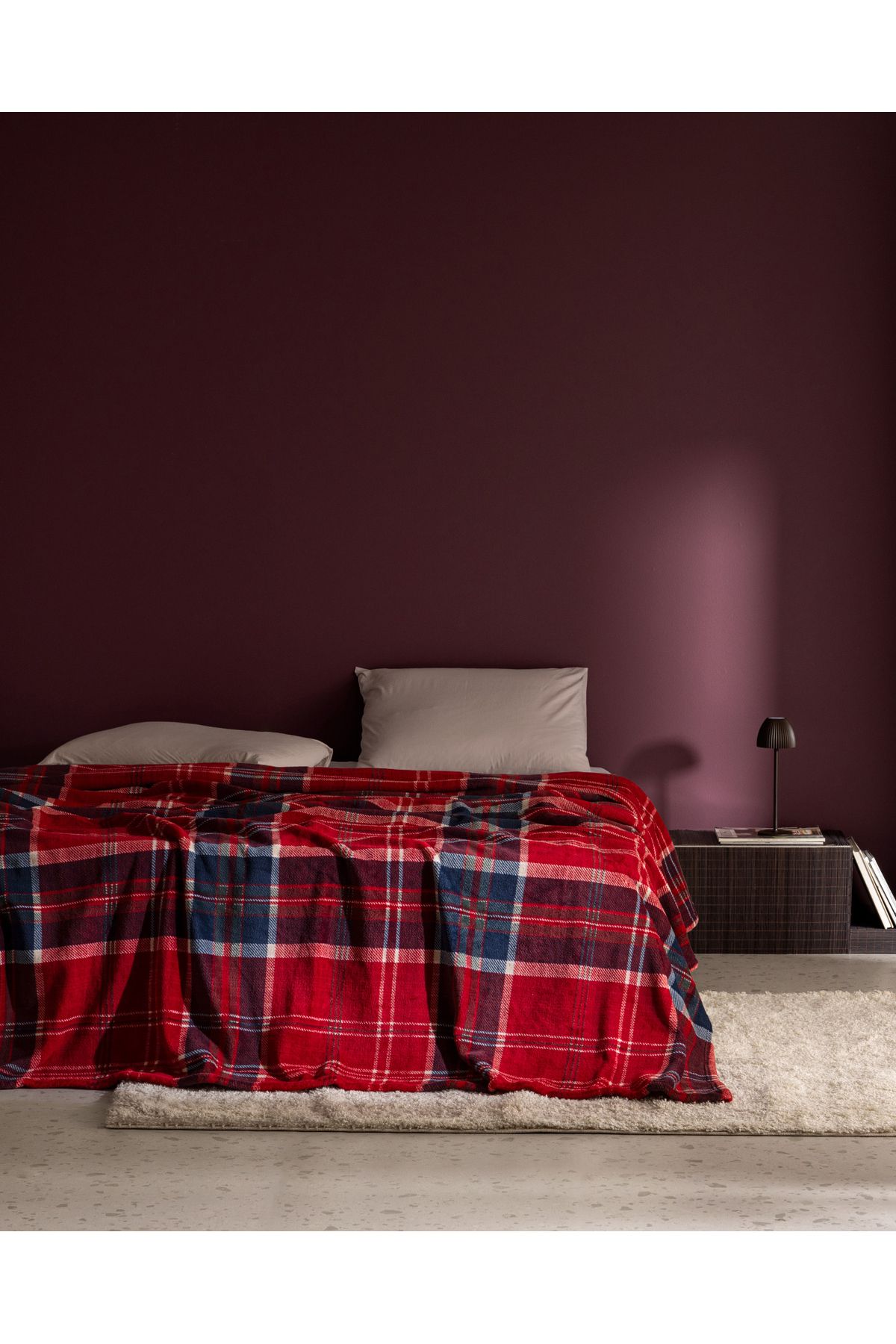 پتوی یک نفره قرمز یتو Tignes تک پتروپ پتو چاپی Welsoft Polar Red  Madame Coco